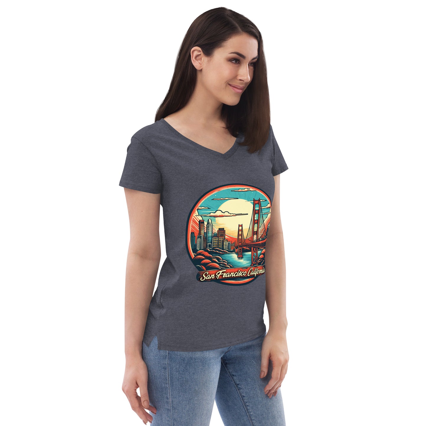 San Francisco California Souvenir Women’s recycled v-neck t-shirt