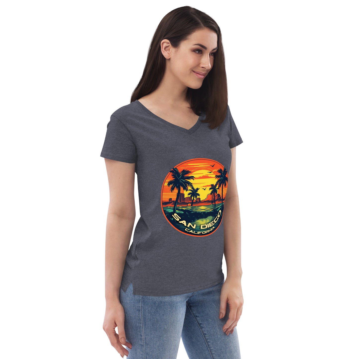 San Diego California Souvenir Women’s recycled v-neck t-shirt