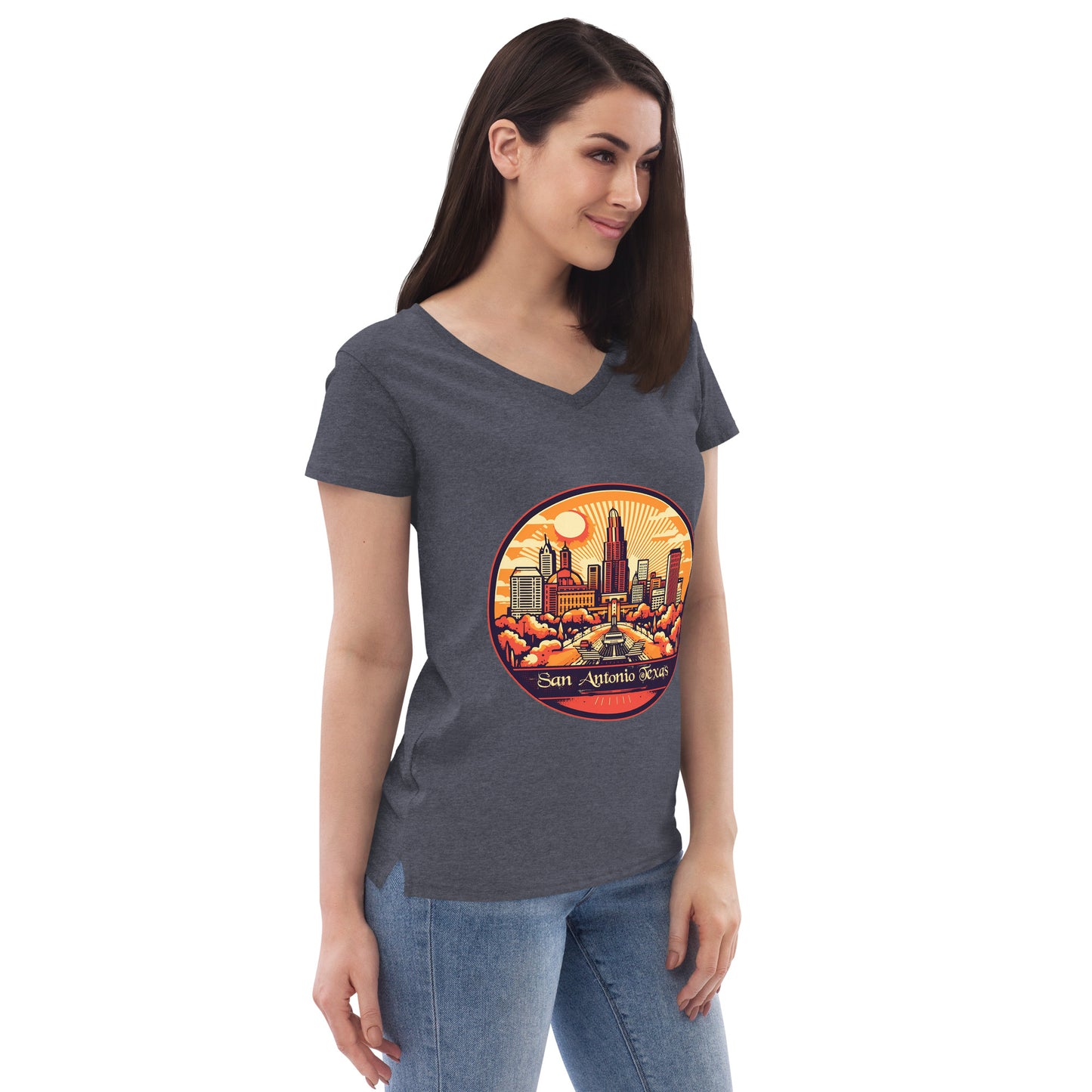 San Antonio Texas Souvenir Women’s recycled v-neck t-shirt