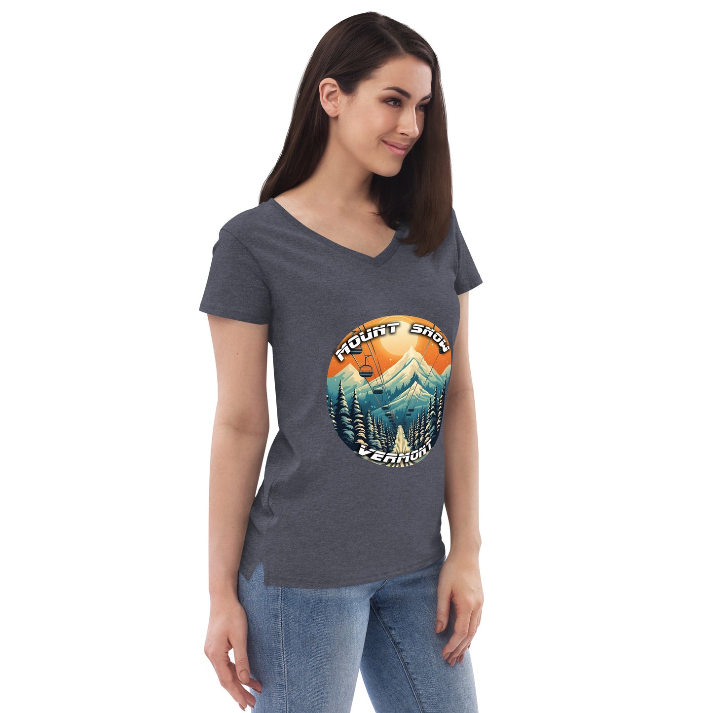 Mount Snow Vermont Souvenir Women’s recycled v-neck t-shirt