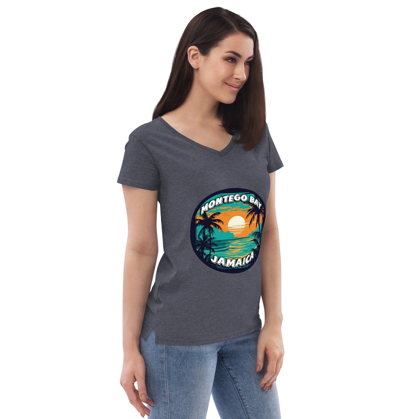 Montego Bay Jamaica Souvenir Women’s recycled v-neck t-shirt