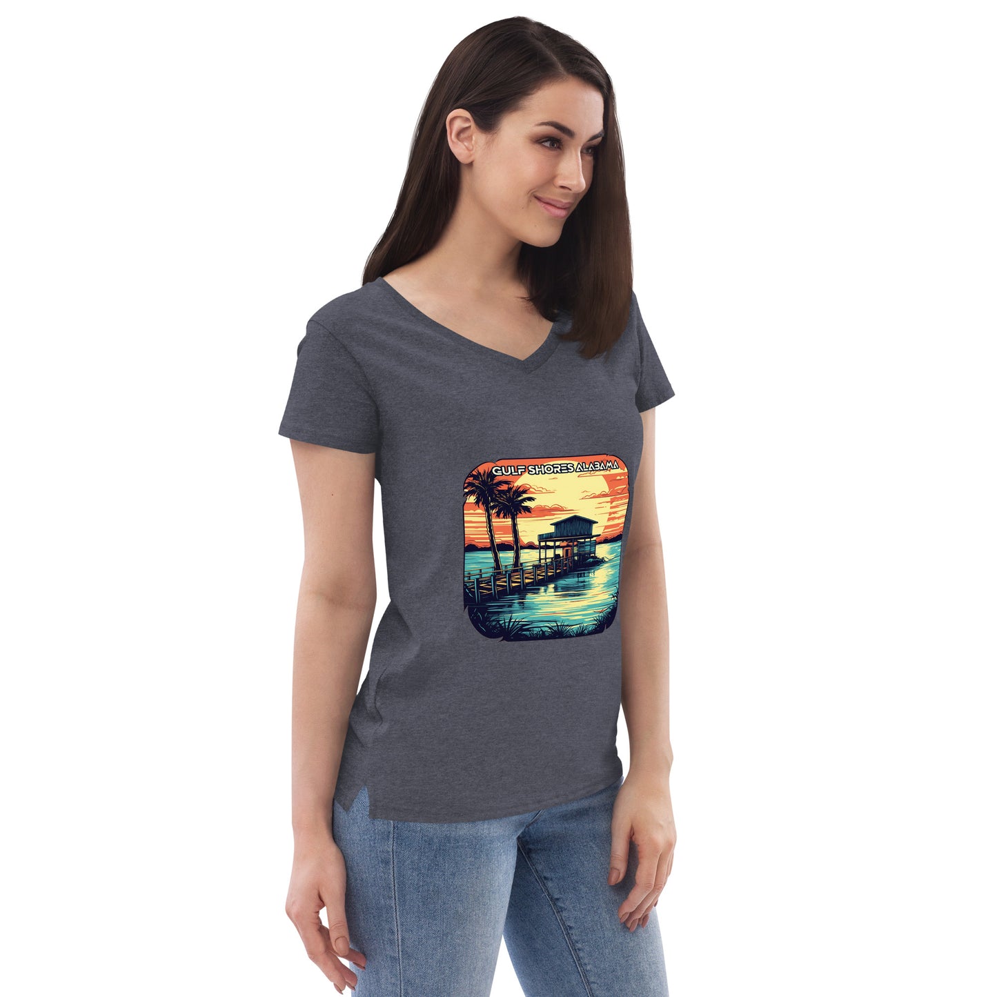 Gulf Shores Alabama Souvenir Women’s recycled v-neck t-shirt