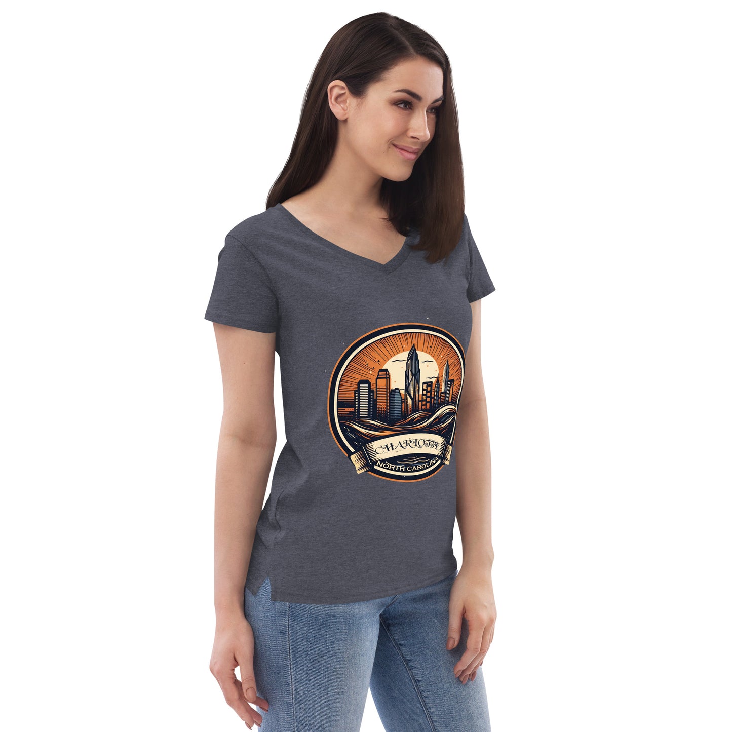 Charlotte North Carolina Souvenir Women’s recycled v-neck t-shirt