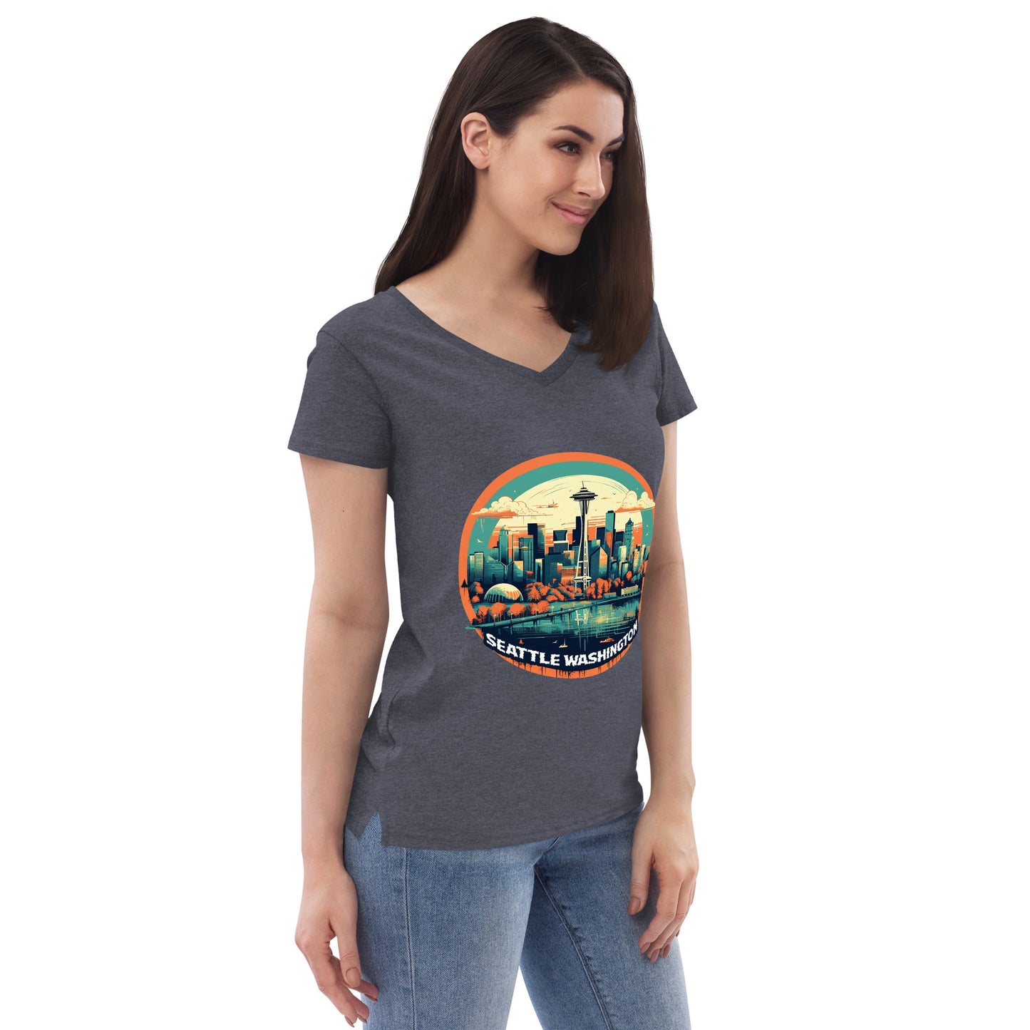 Seattle Washington Souvenir Women’s recycled v-neck t-shirt