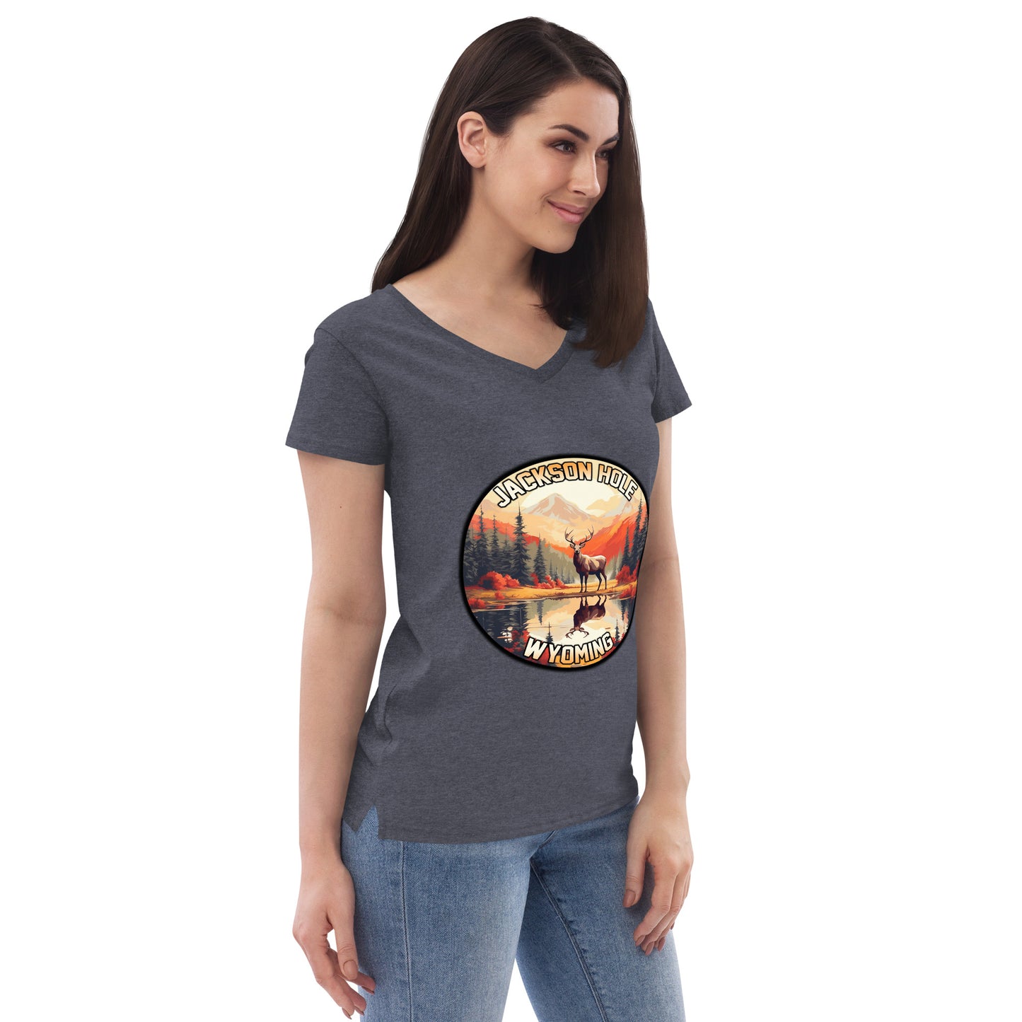 Jackson Hole Wyoming Souvenir Women’s recycled v-neck t-shirt