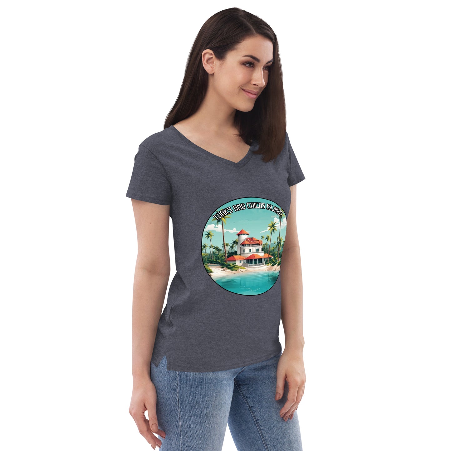 Turks and Caicos Islands Souvenir Women’s recycled v-neck t-shirt