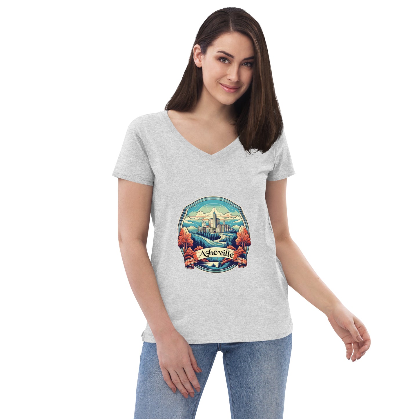 Asheville North Carolina Souvenir Women’s recycled v-neck t-shirt