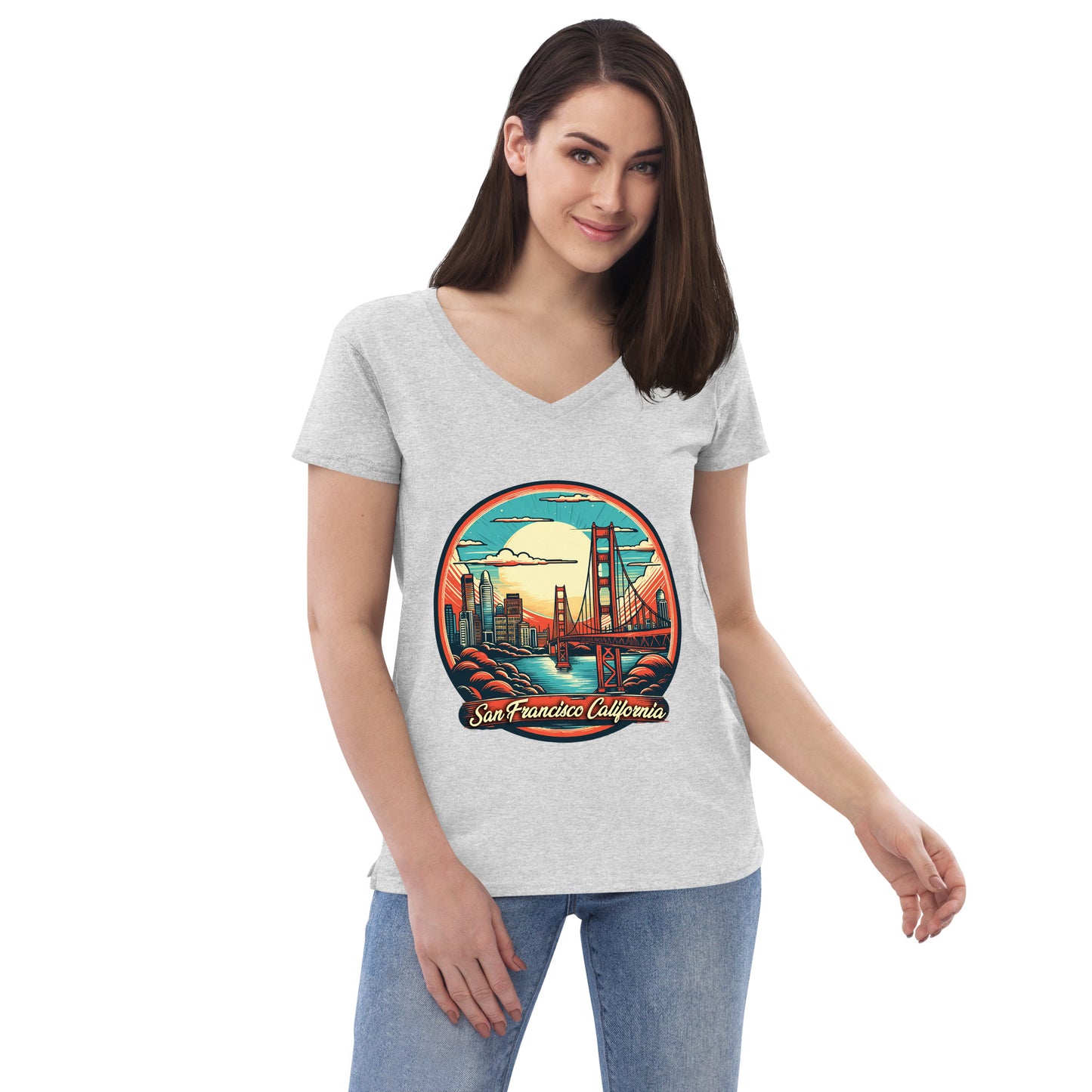 San Francisco California Souvenir Women’s recycled v-neck t-shirt