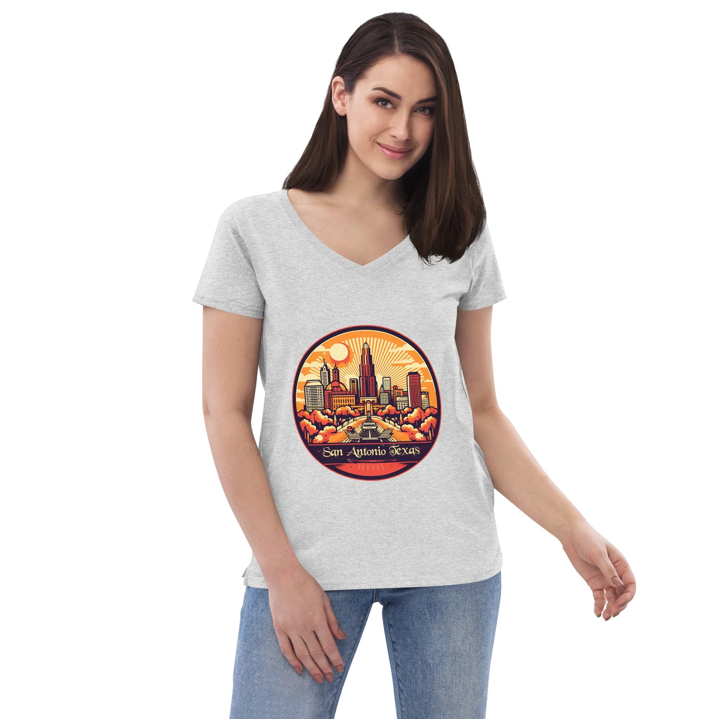 San Antonio Texas Souvenir Women’s recycled v-neck t-shirt