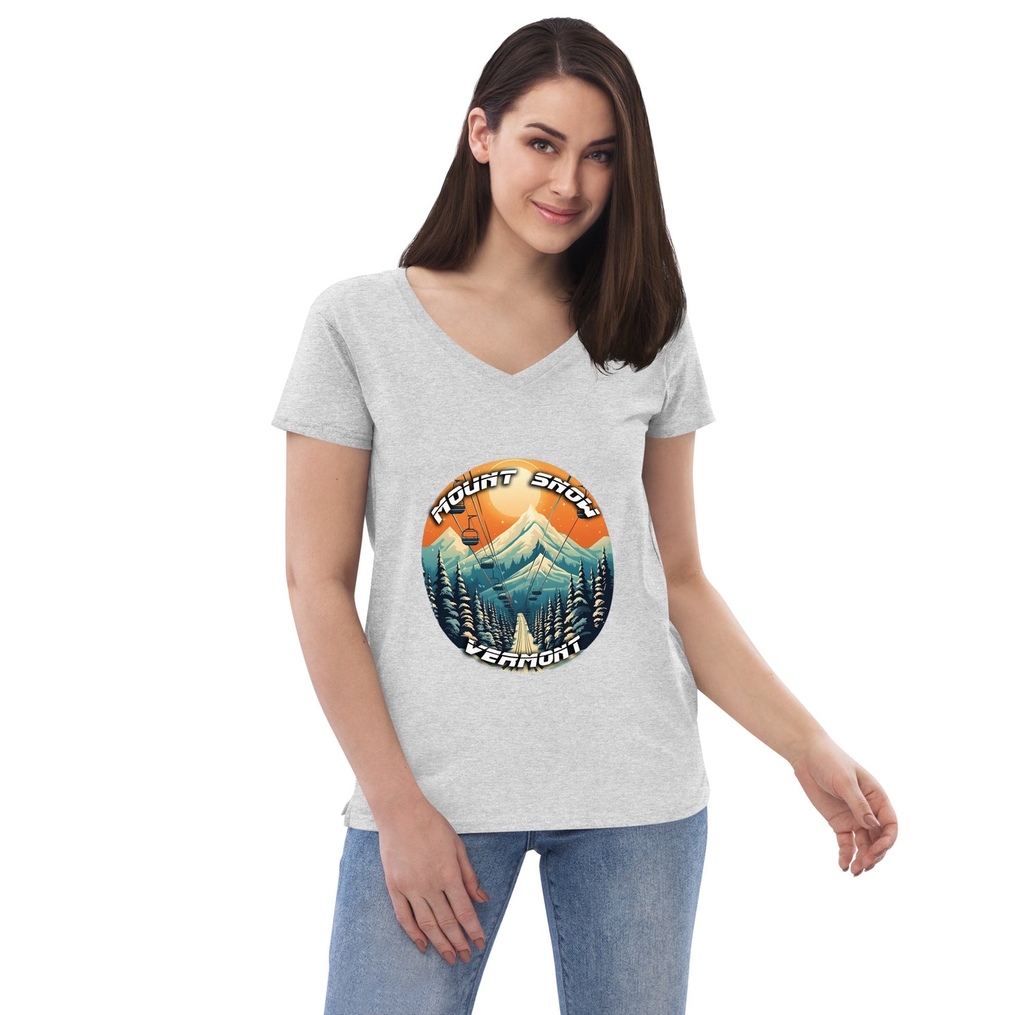 Mount Snow Vermont Souvenir Women’s recycled v-neck t-shirt