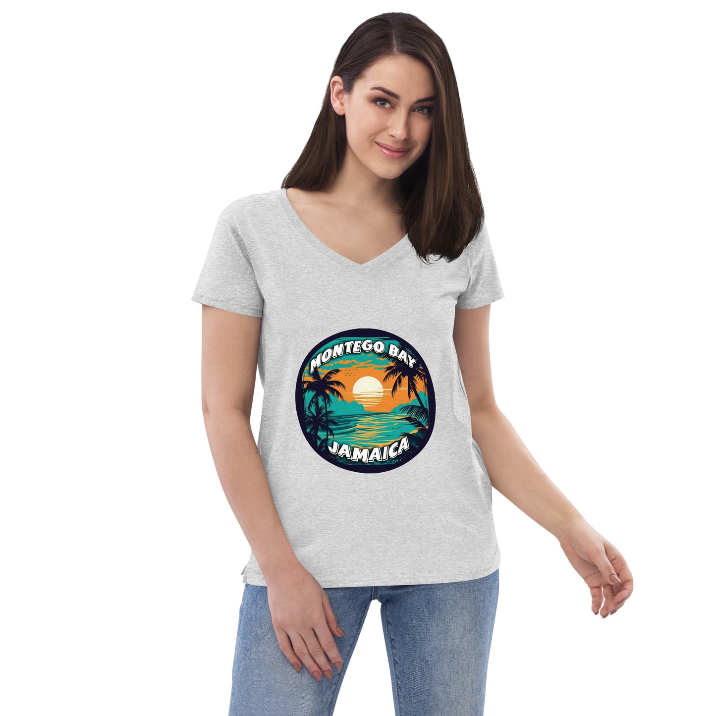 Montego Bay Jamaica Souvenir Women’s recycled v-neck t-shirt