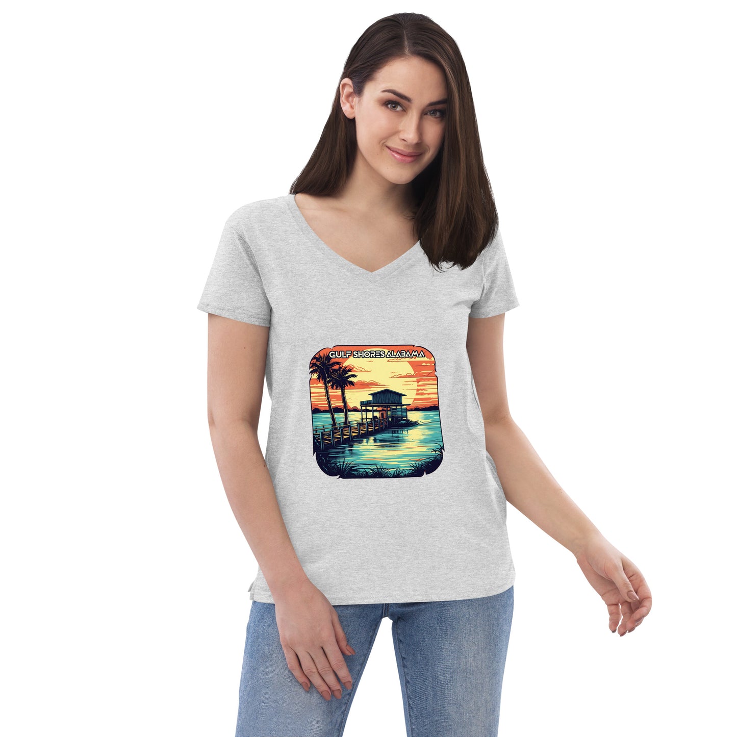 Gulf Shores Alabama Souvenir Women’s recycled v-neck t-shirt