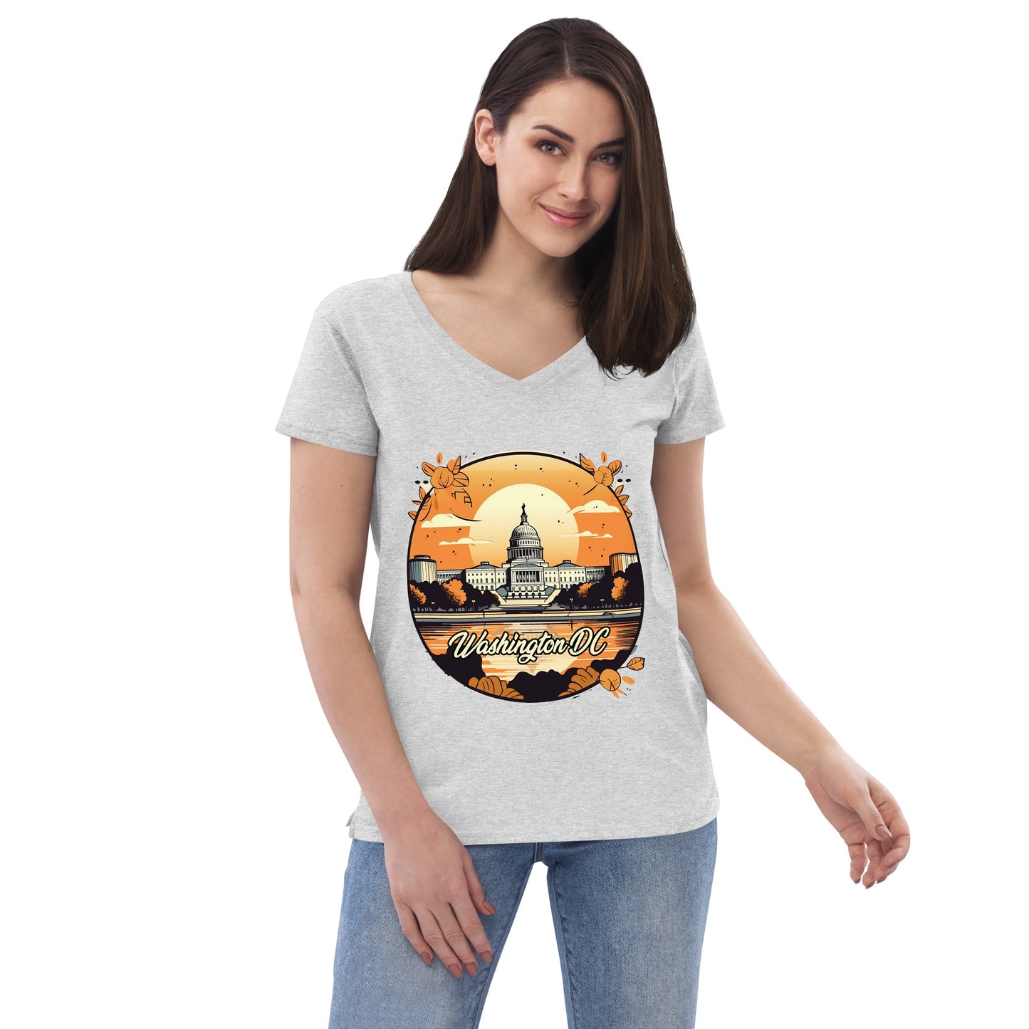 Washington DC Souvenir Women’s recycled v-neck t-shirt