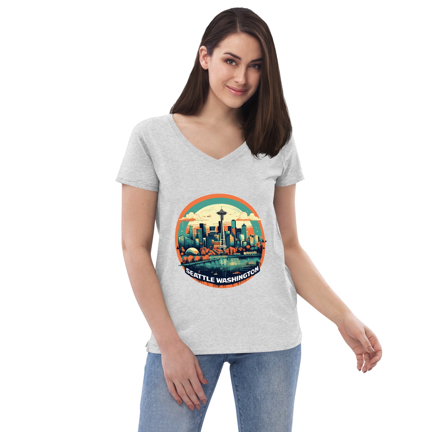 Seattle Washington Souvenir Women’s recycled v-neck t-shirt