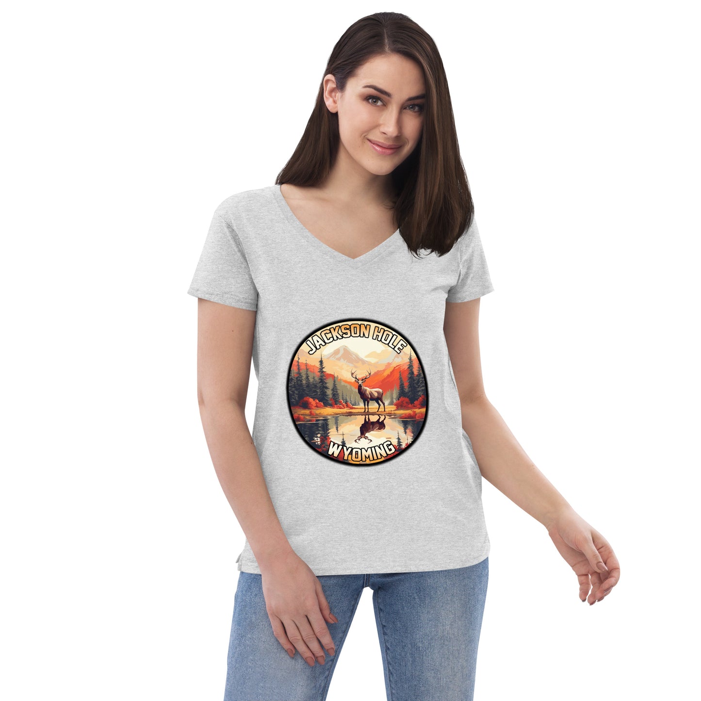 Jackson Hole Wyoming Souvenir Women’s recycled v-neck t-shirt