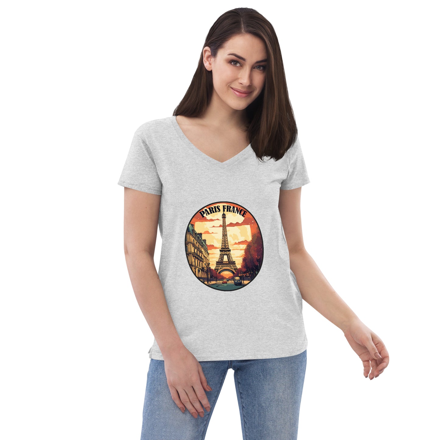 Paris France Souvenir Women’s recycled v-neck t-shirt