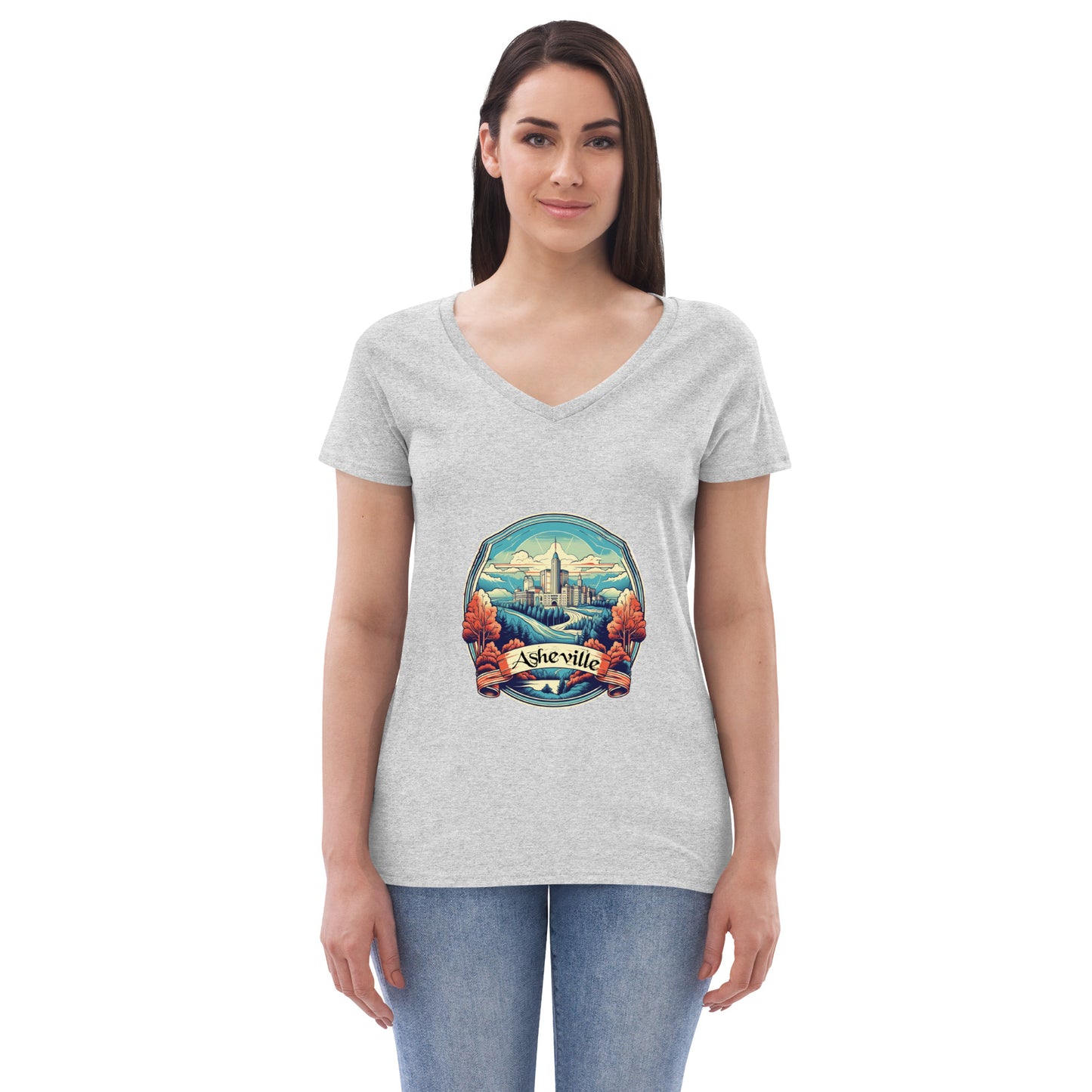 Asheville North Carolina Souvenir Women’s recycled v-neck t-shirt