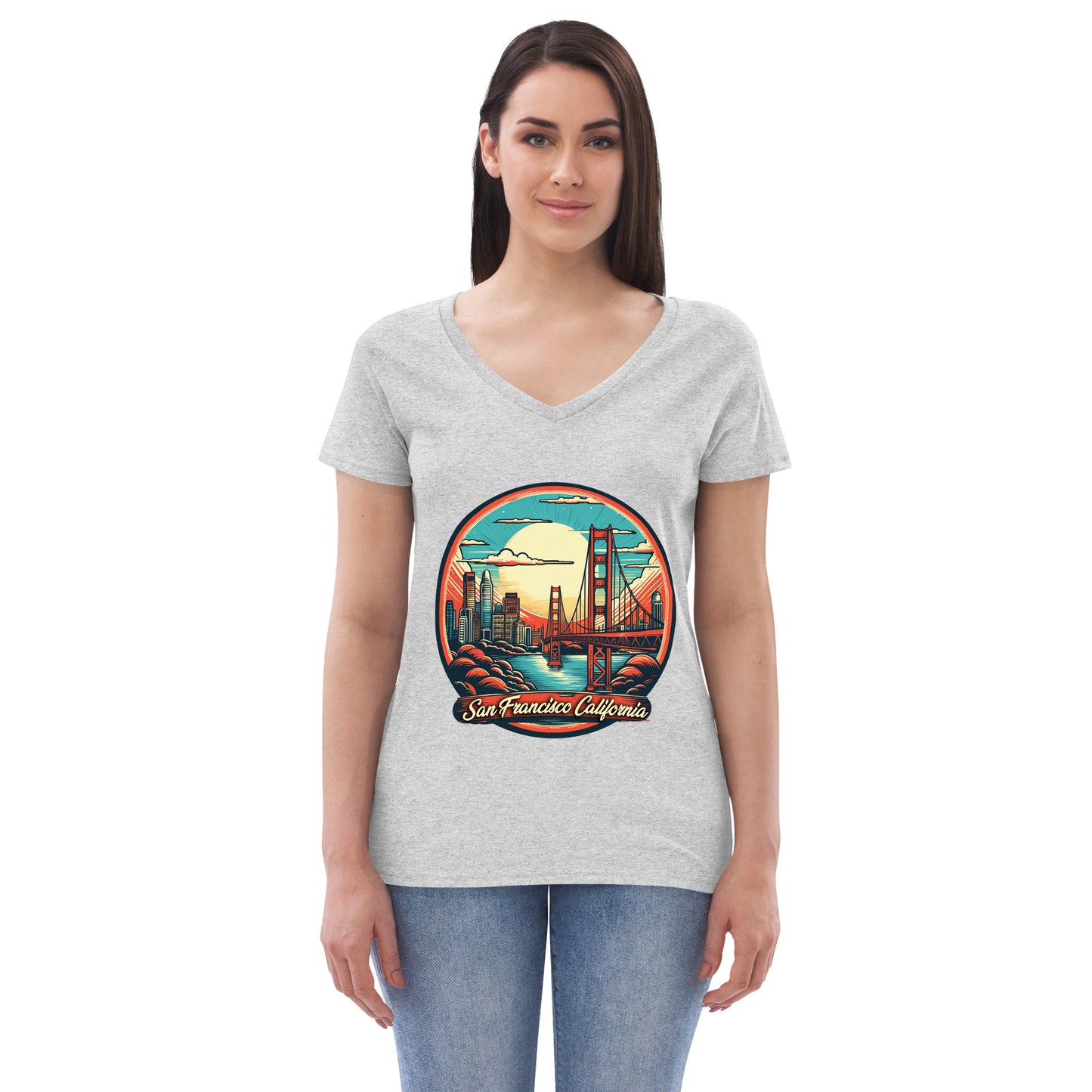 San Francisco California Souvenir Women’s recycled v-neck t-shirt