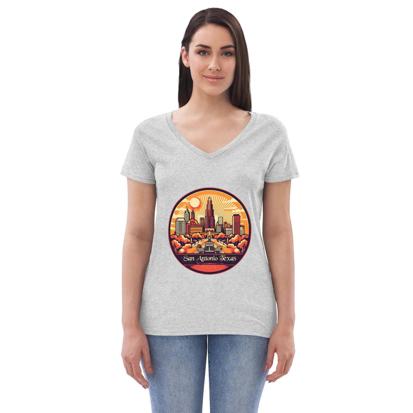 San Antonio Texas Souvenir Women’s recycled v-neck t-shirt