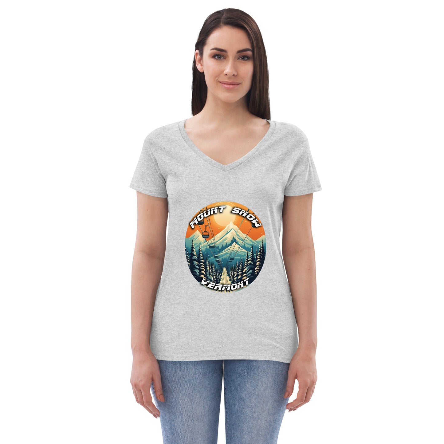 Mount Snow Vermont Souvenir Women’s recycled v-neck t-shirt