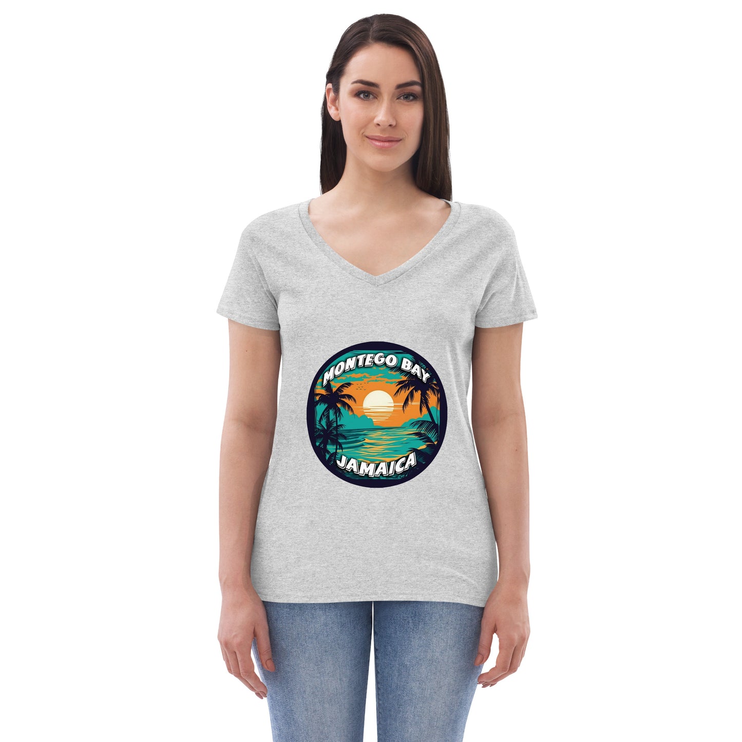 Montego Bay Jamaica Souvenir Women’s recycled v-neck t-shirt