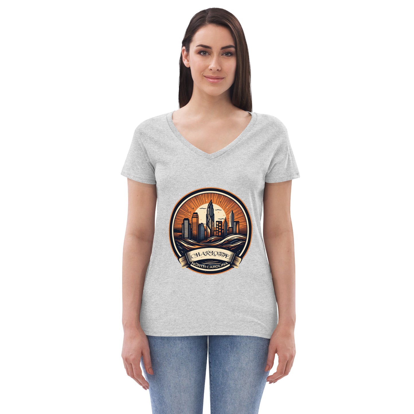 Charlotte North Carolina Souvenir Women’s recycled v-neck t-shirt