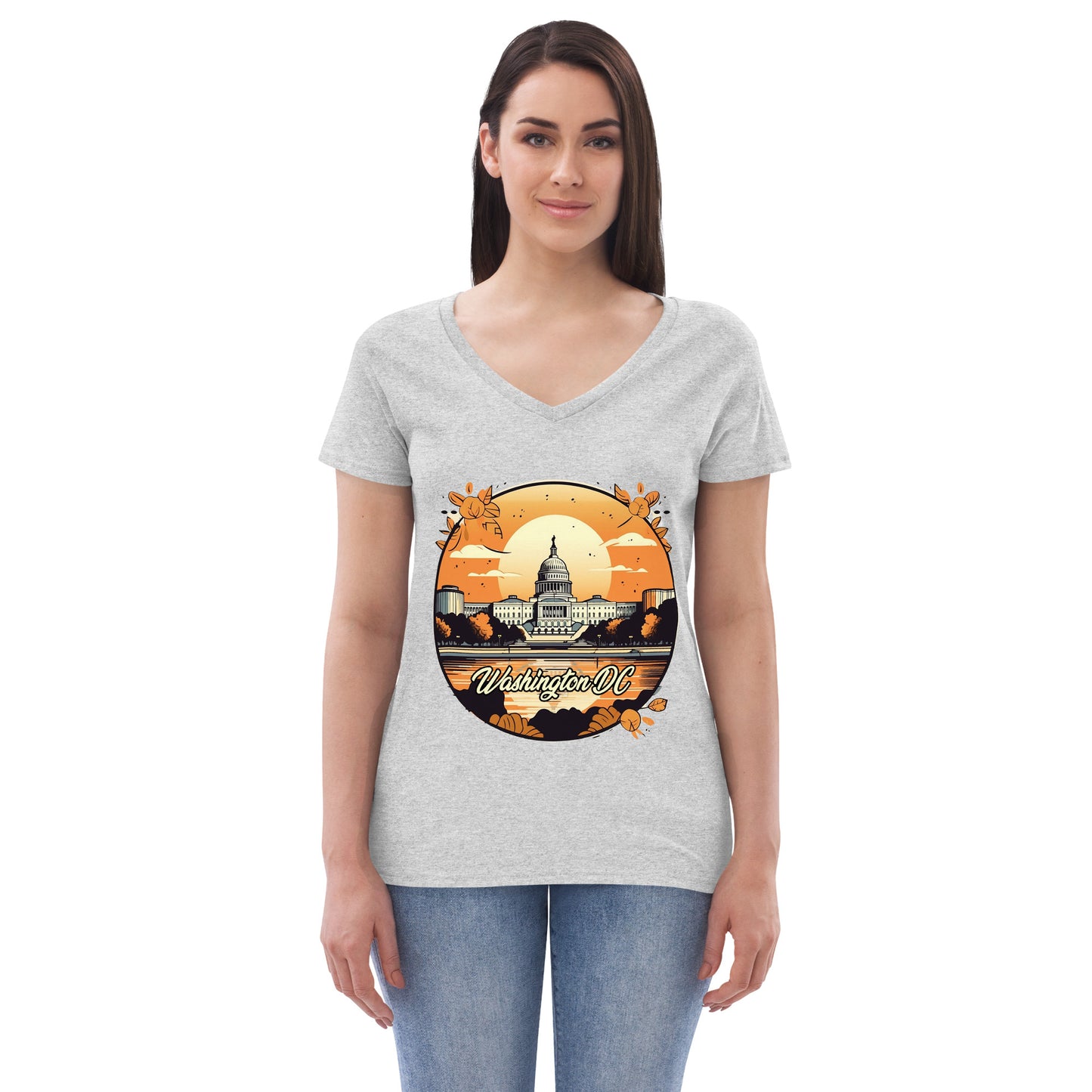 Washington DC Souvenir Women’s recycled v-neck t-shirt