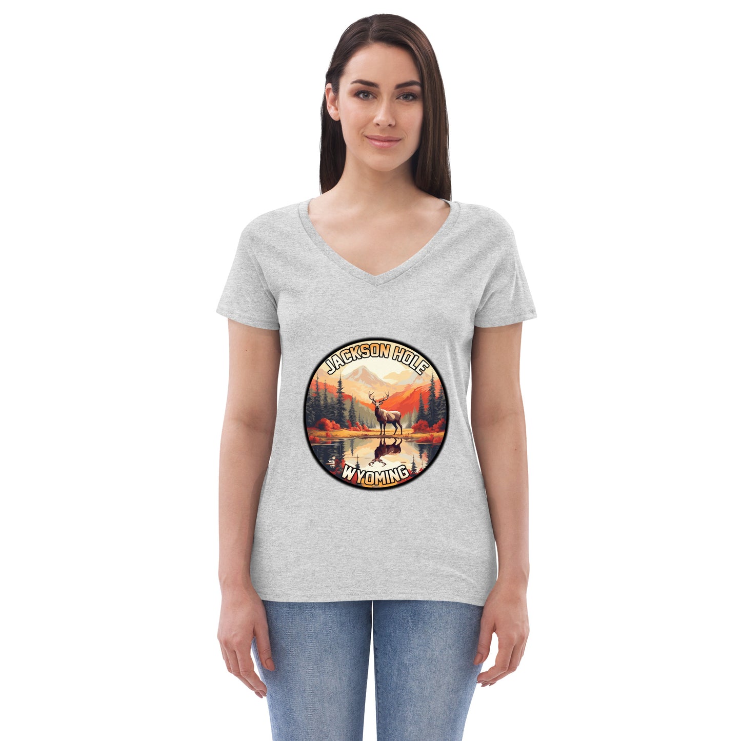 Jackson Hole Wyoming Souvenir Women’s recycled v-neck t-shirt