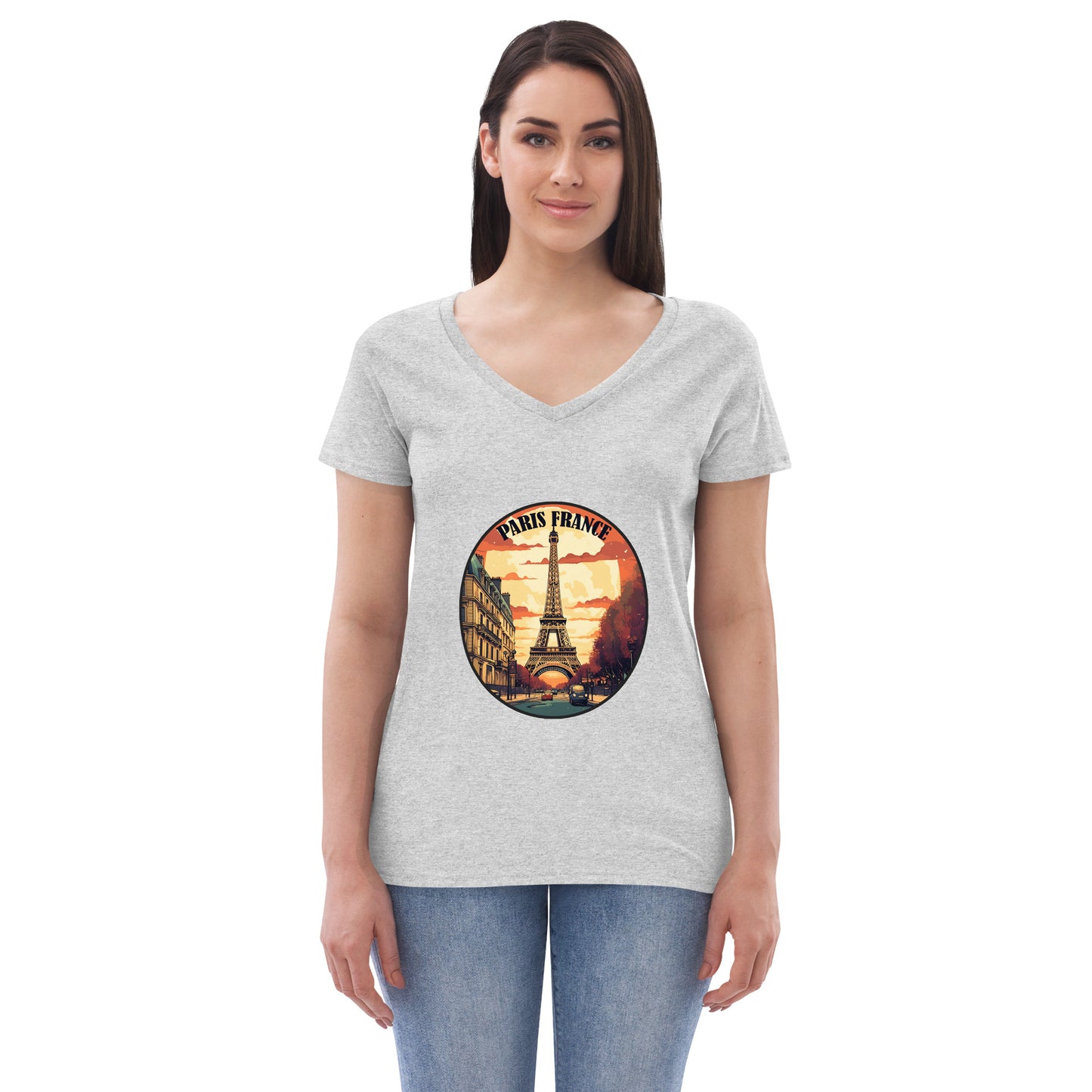 Paris France Souvenir Women’s recycled v-neck t-shirt