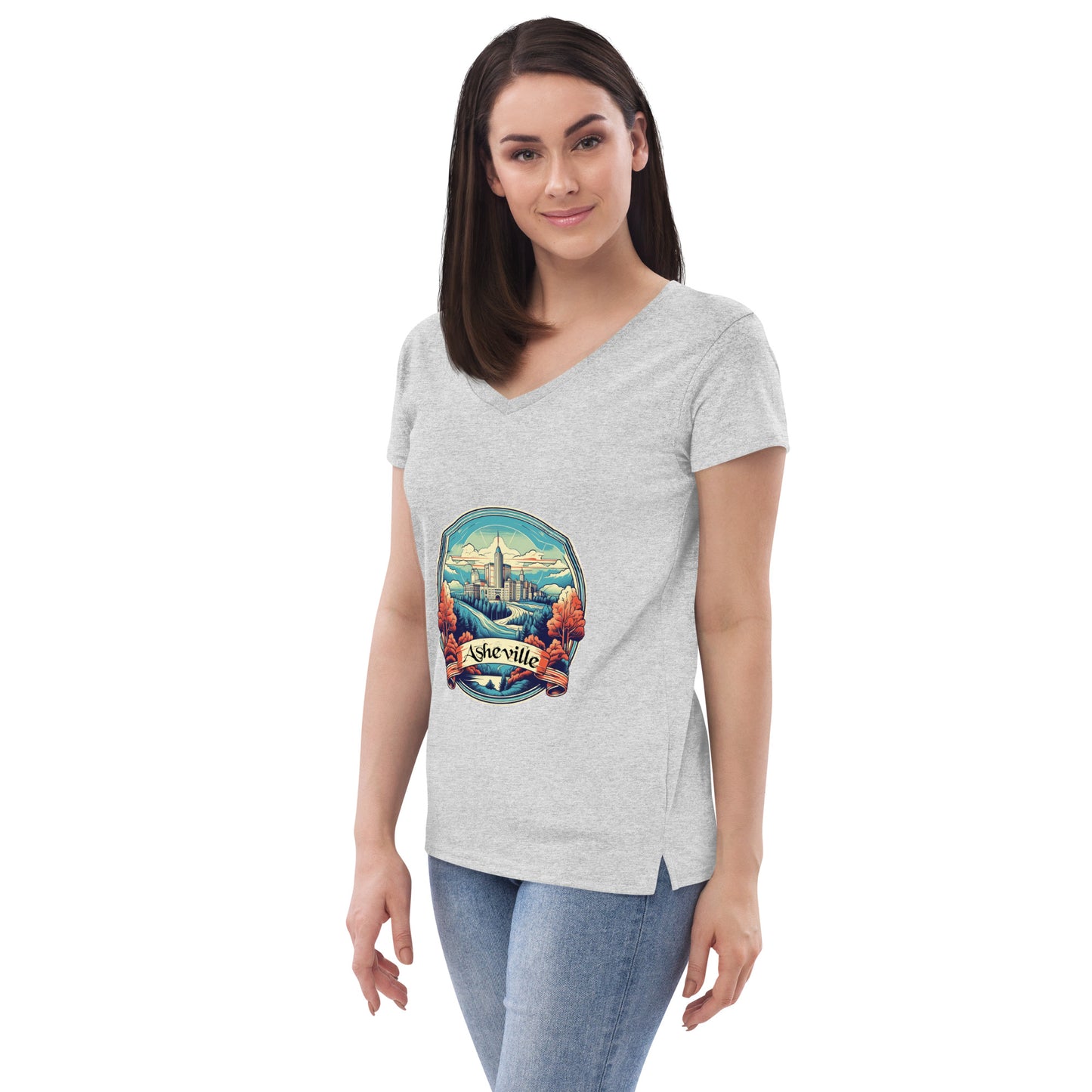 Asheville North Carolina Souvenir Women’s recycled v-neck t-shirt