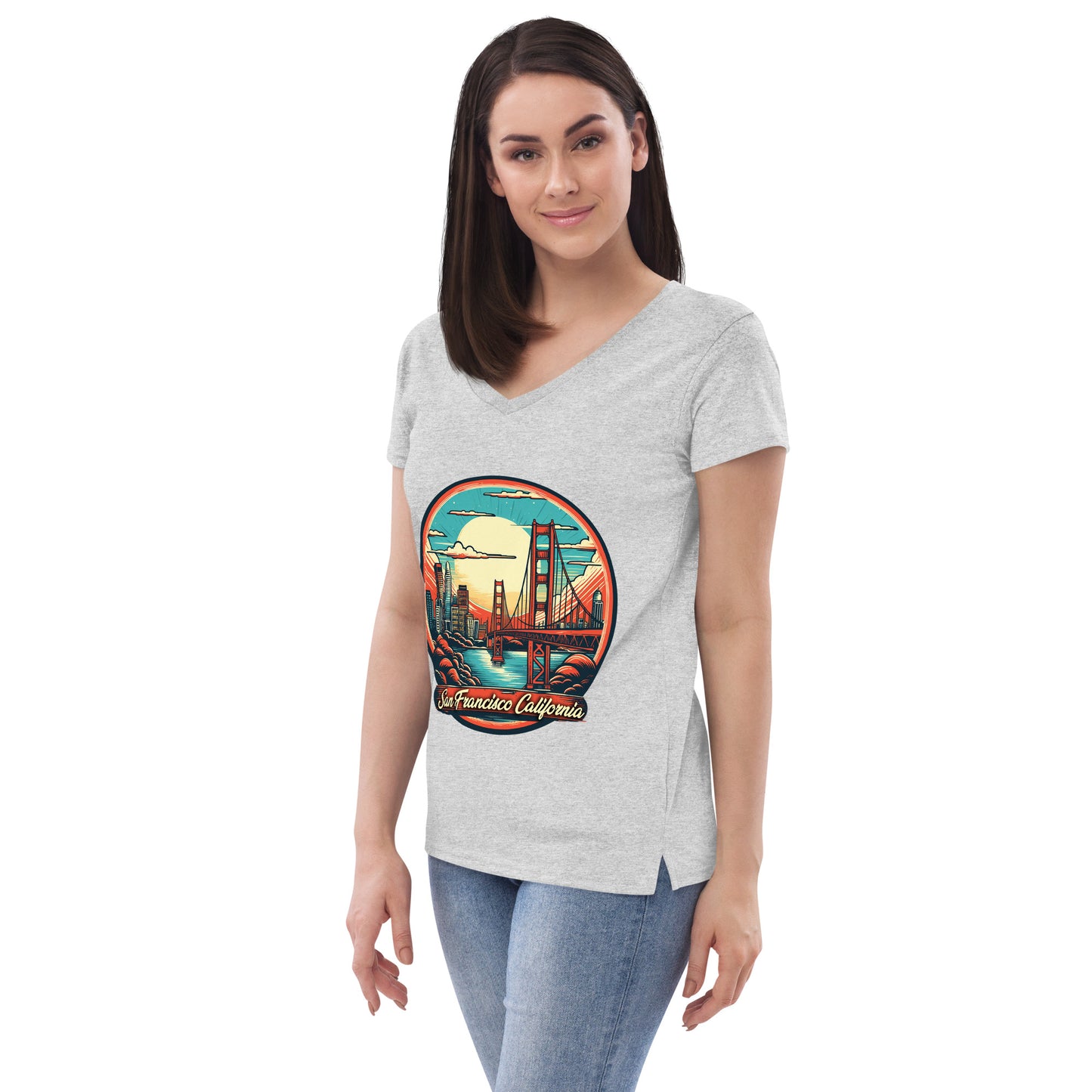 San Francisco California Souvenir Women’s recycled v-neck t-shirt