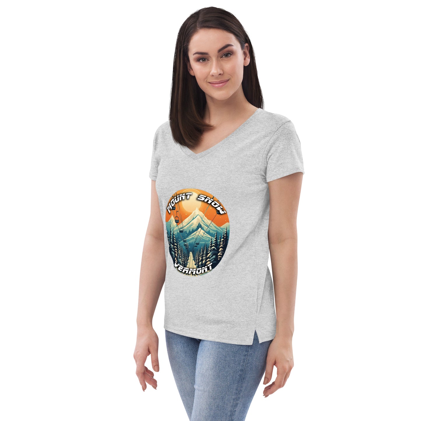 Mount Snow Vermont Souvenir Women’s recycled v-neck t-shirt