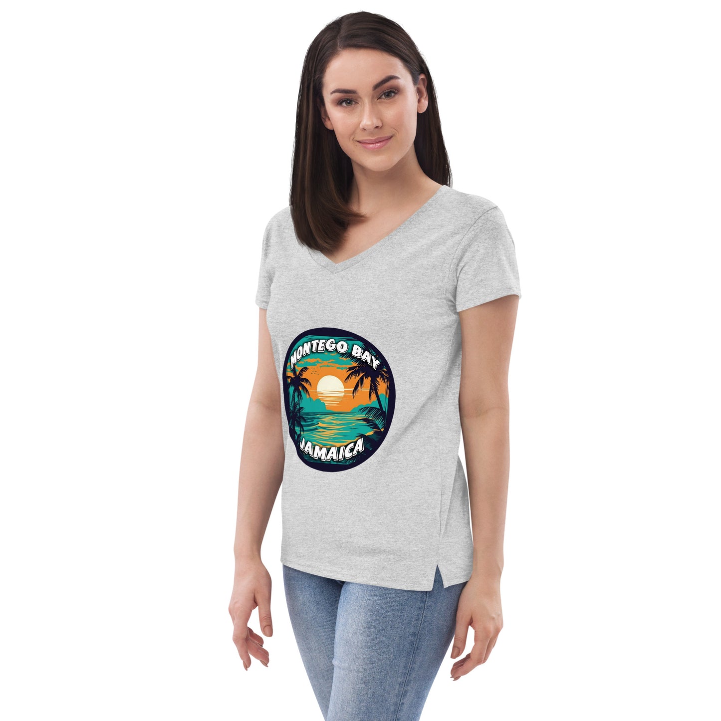 Montego Bay Jamaica Souvenir Women’s recycled v-neck t-shirt