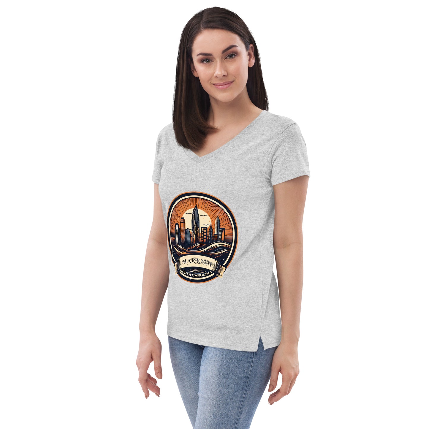 Charlotte North Carolina Souvenir Women’s recycled v-neck t-shirt