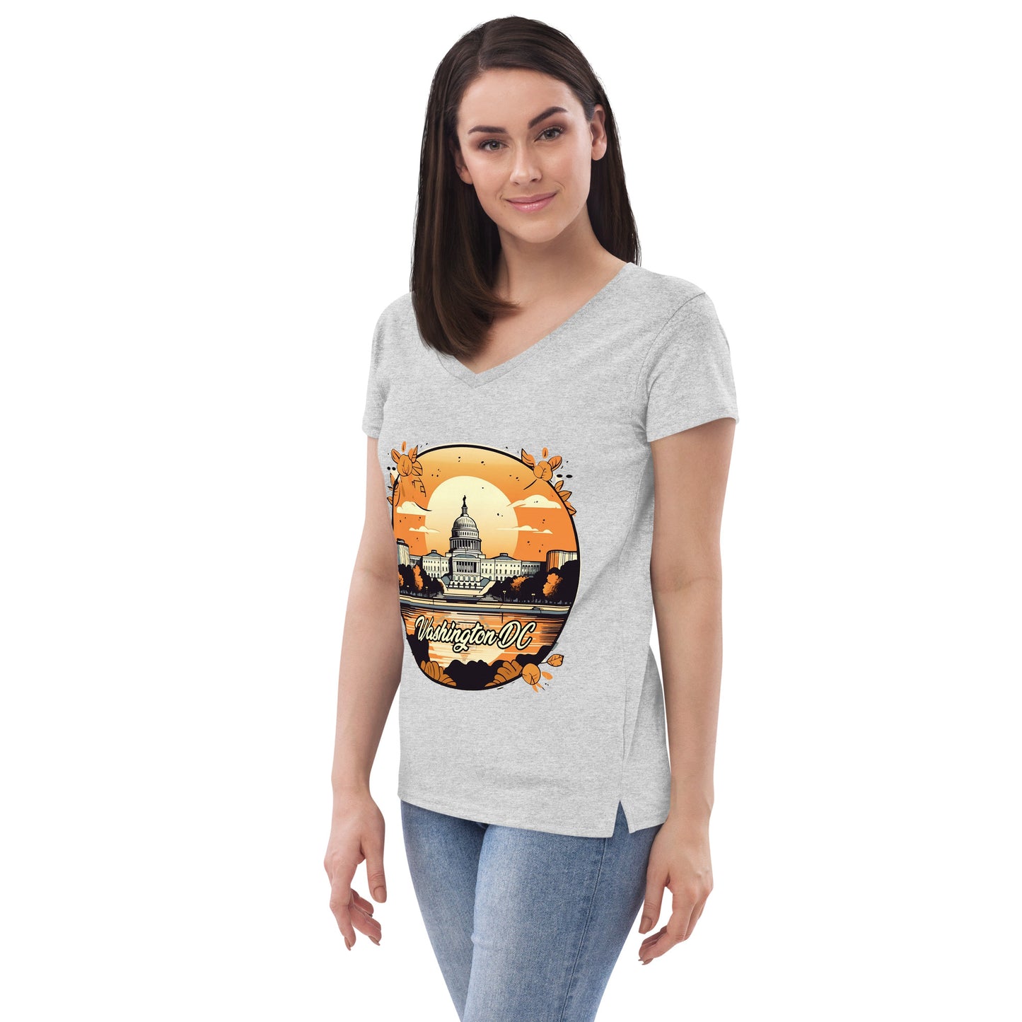 Washington DC Souvenir Women’s recycled v-neck t-shirt