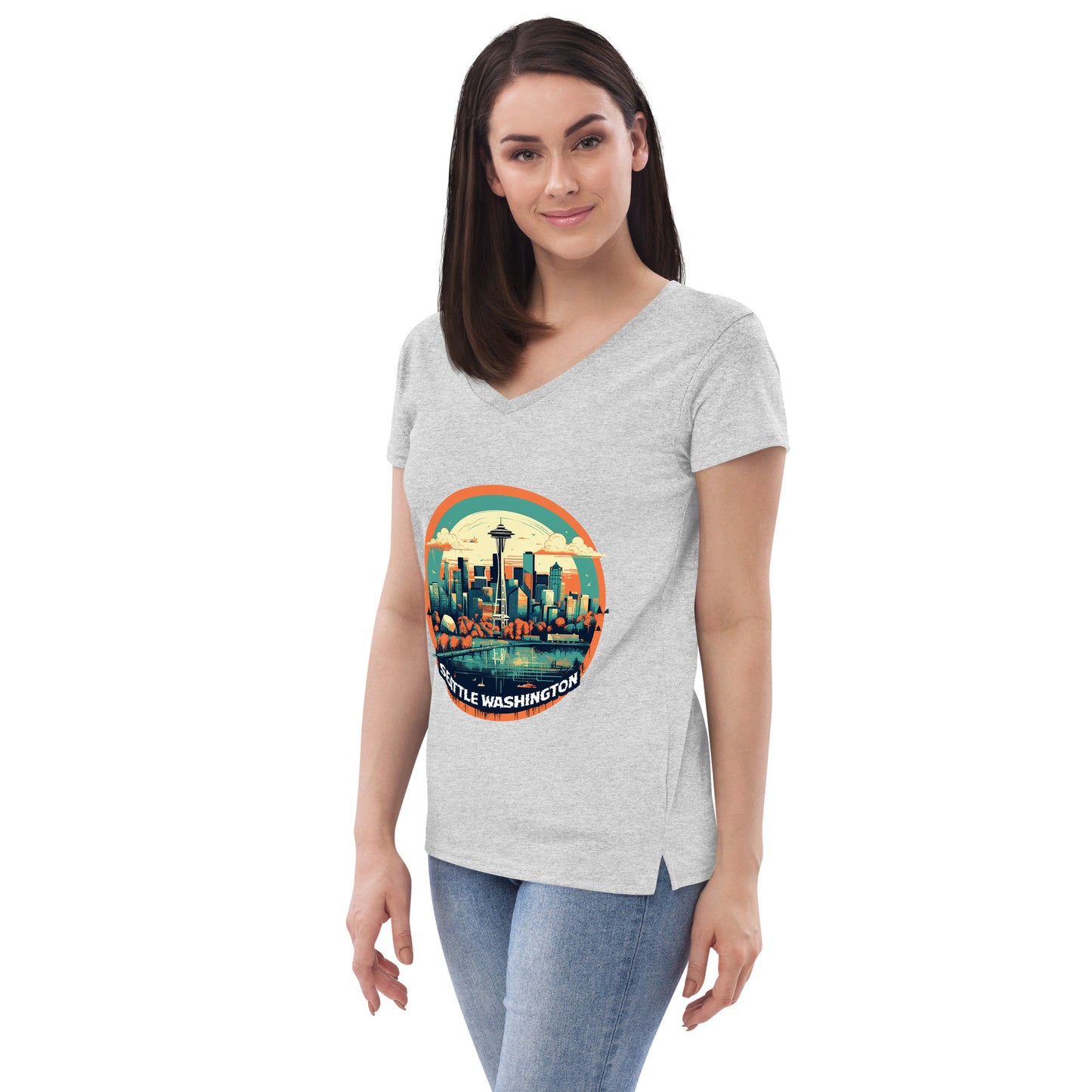 Seattle Washington Souvenir Women’s recycled v-neck t-shirt