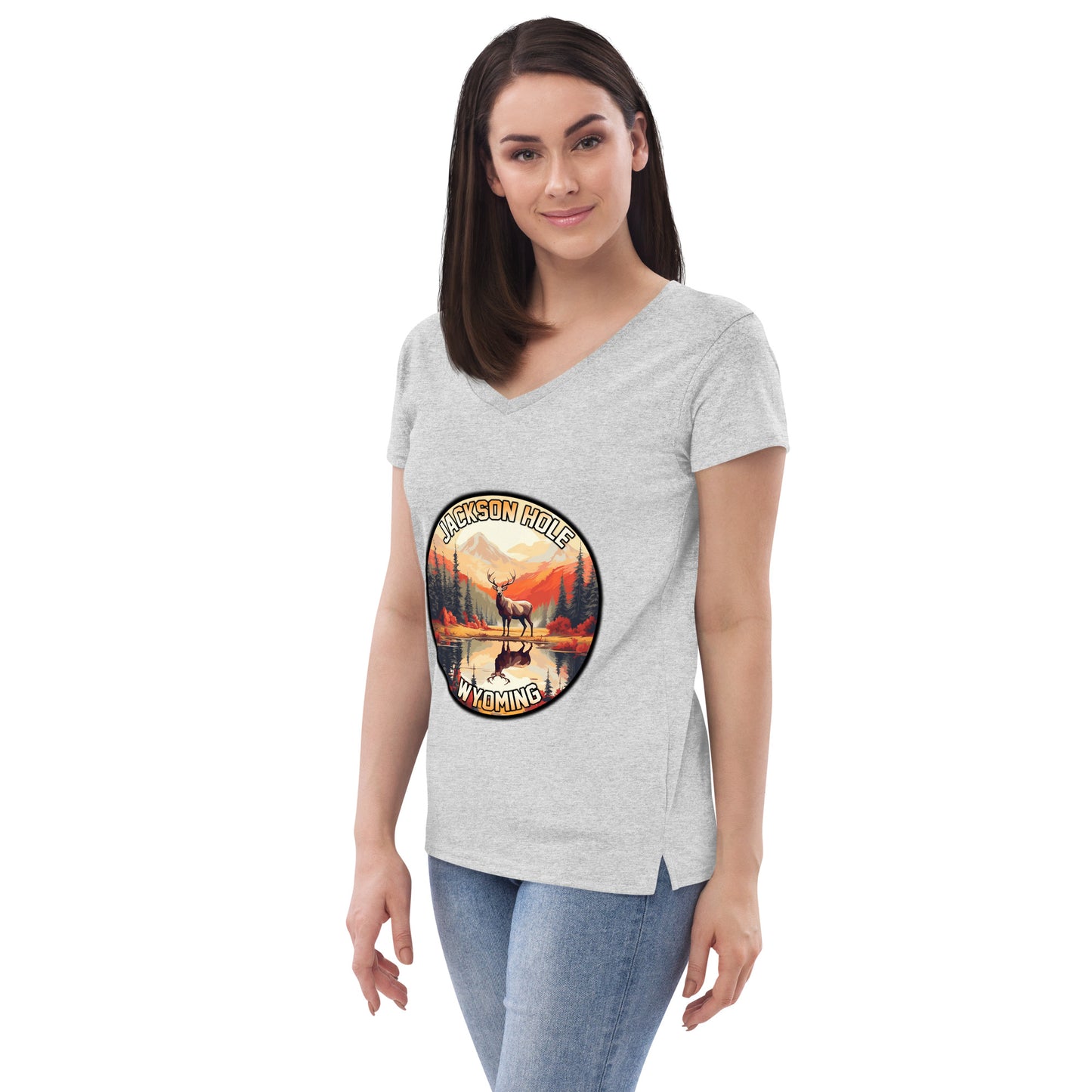 Jackson Hole Wyoming Souvenir Women’s recycled v-neck t-shirt