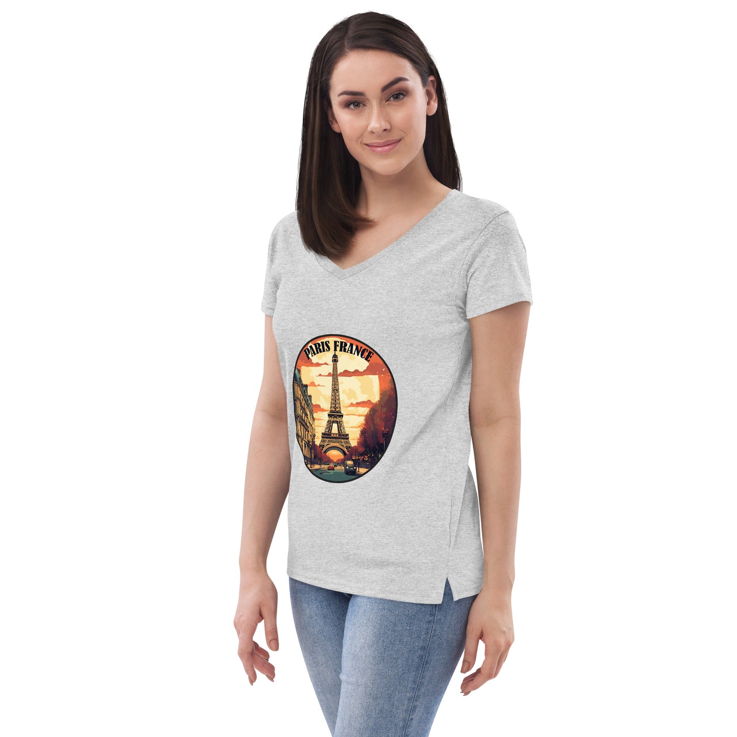 Paris France Souvenir Women’s recycled v-neck t-shirt