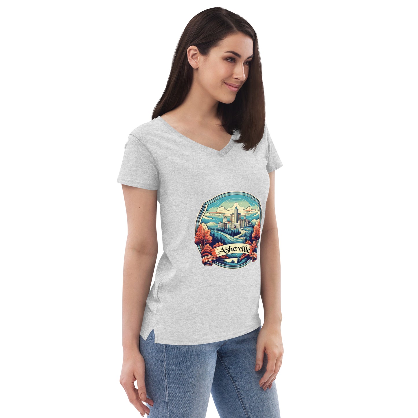 Asheville North Carolina Souvenir Women’s recycled v-neck t-shirt