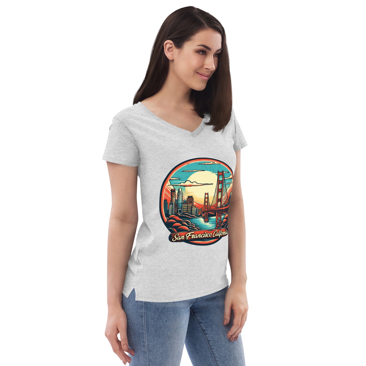 San Francisco California Souvenir Women’s recycled v-neck t-shirt