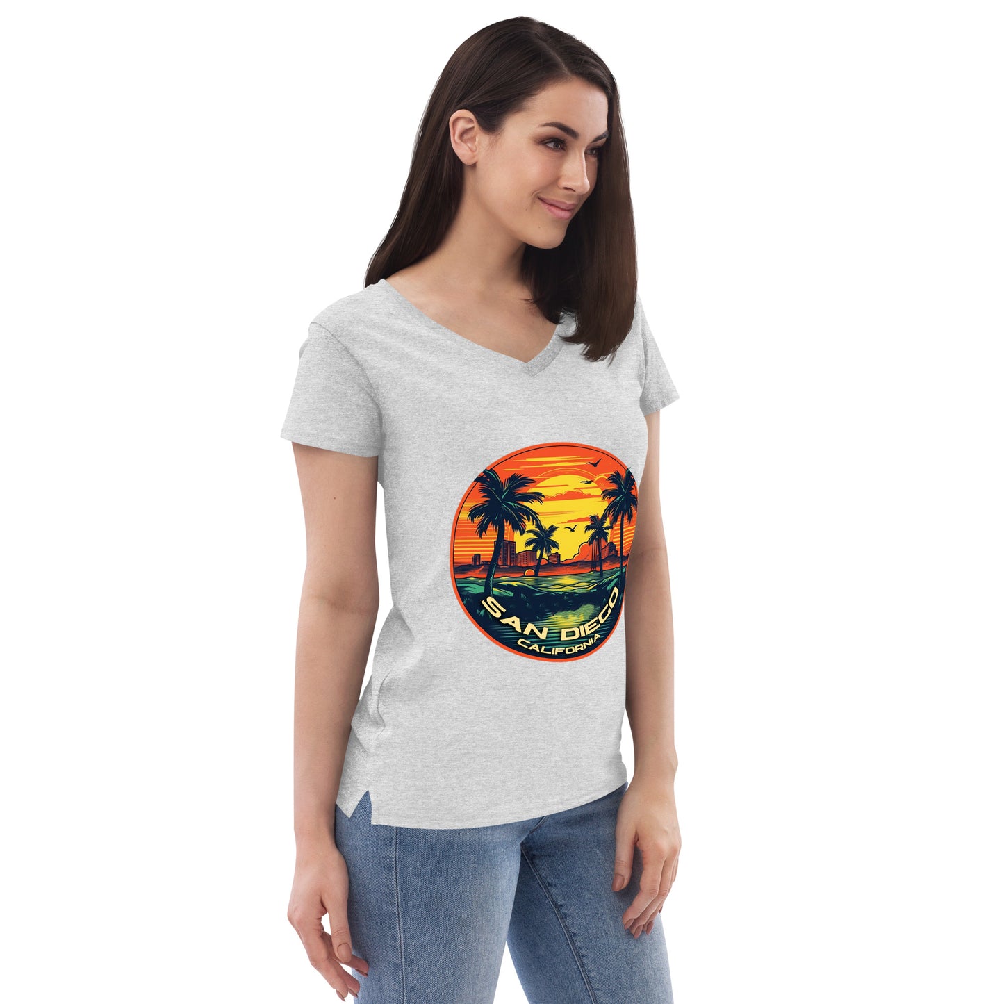 San Diego California Souvenir Women’s recycled v-neck t-shirt