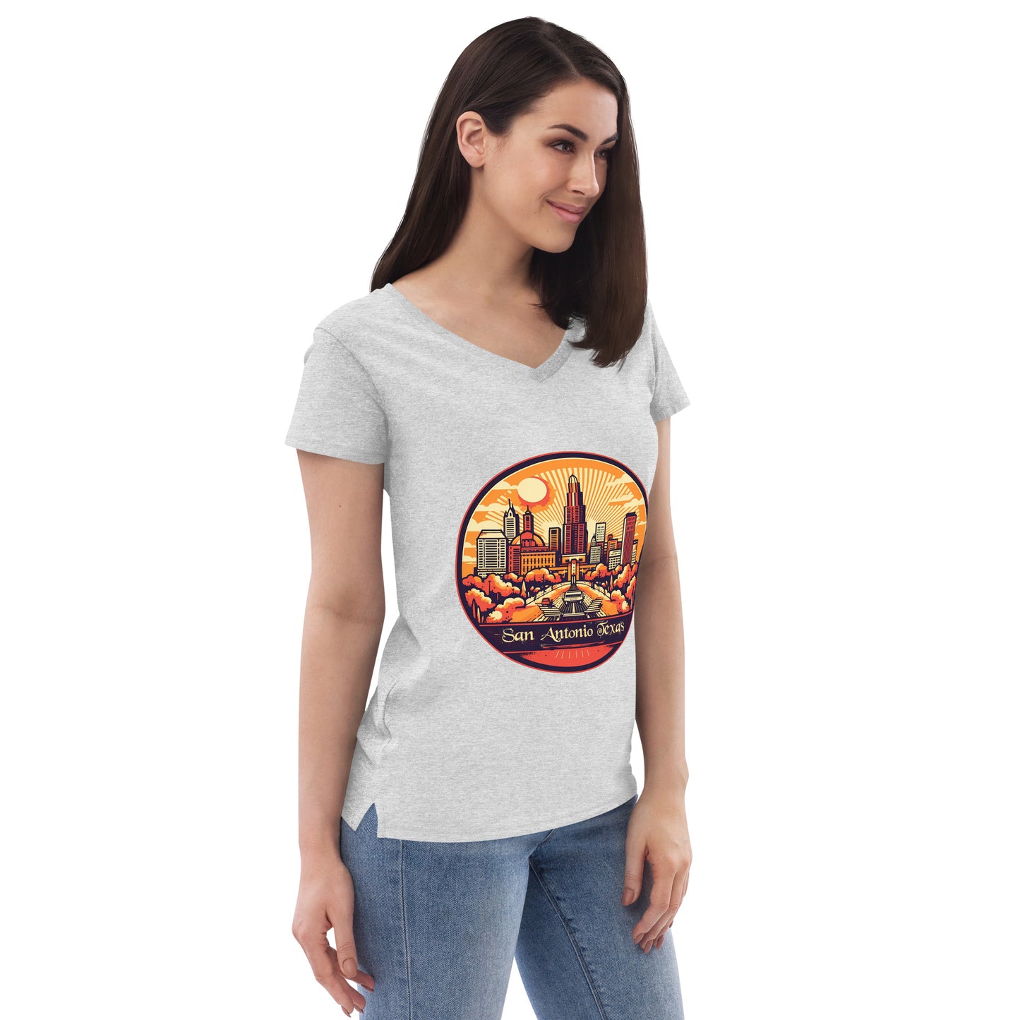 San Antonio Texas Souvenir Women’s recycled v-neck t-shirt