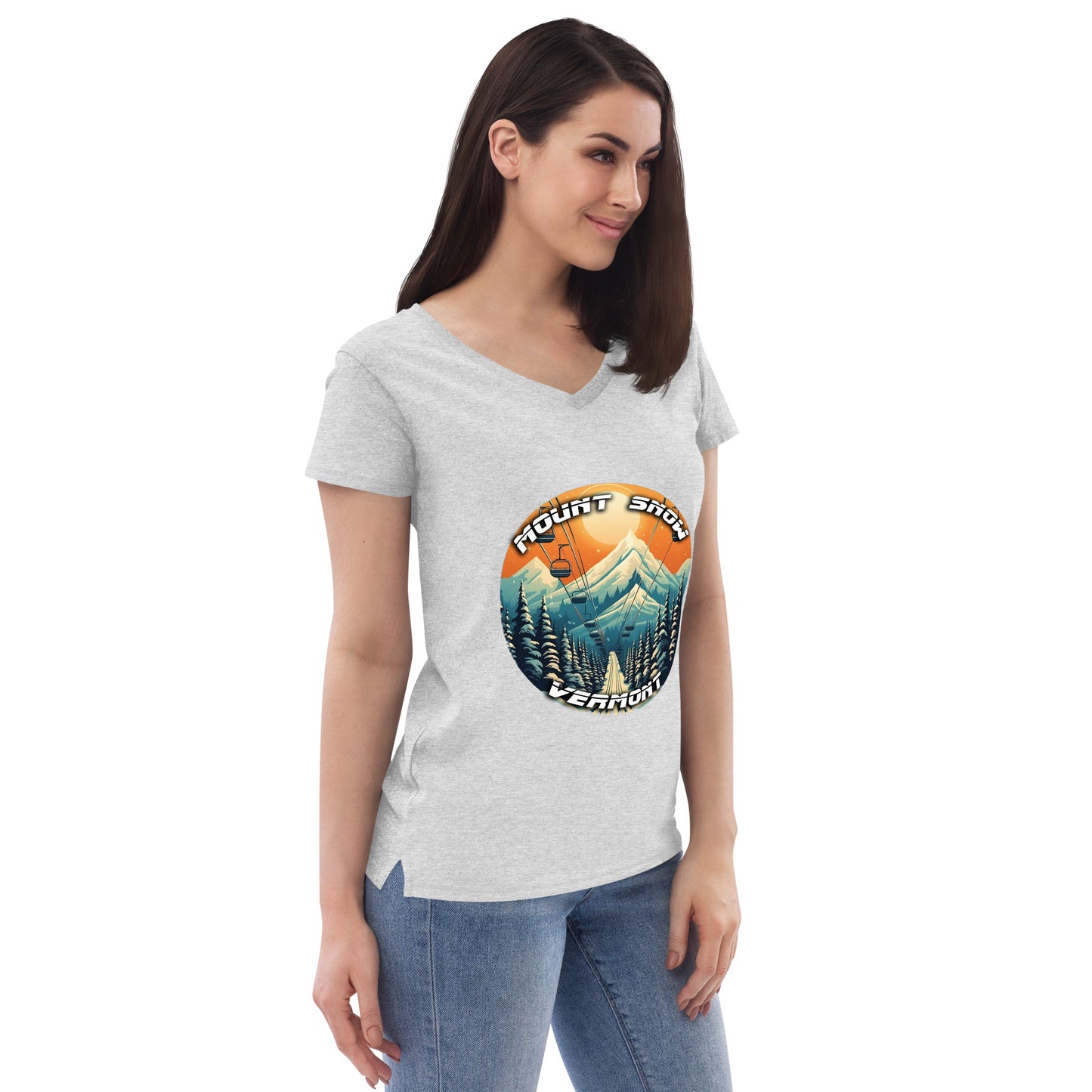 Mount Snow Vermont Souvenir Women’s recycled v-neck t-shirt