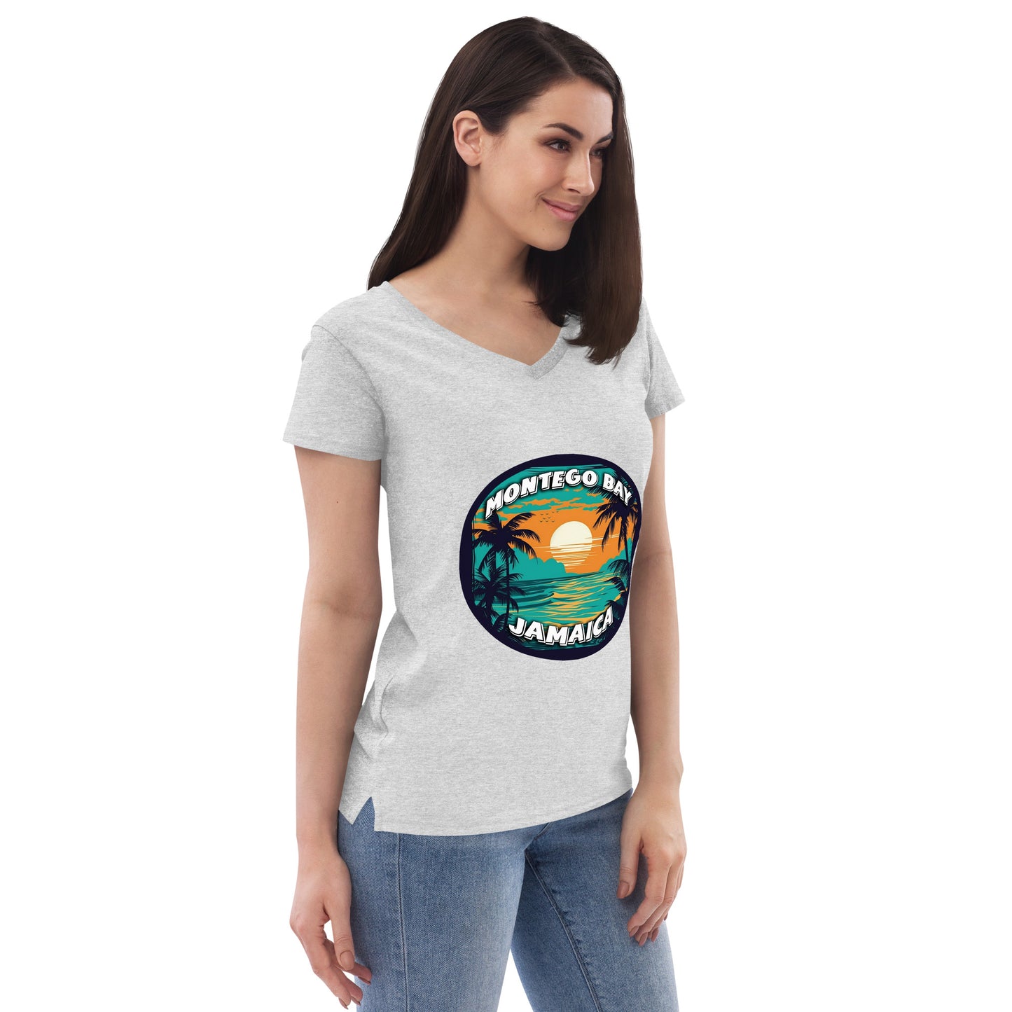 Montego Bay Jamaica Souvenir Women’s recycled v-neck t-shirt