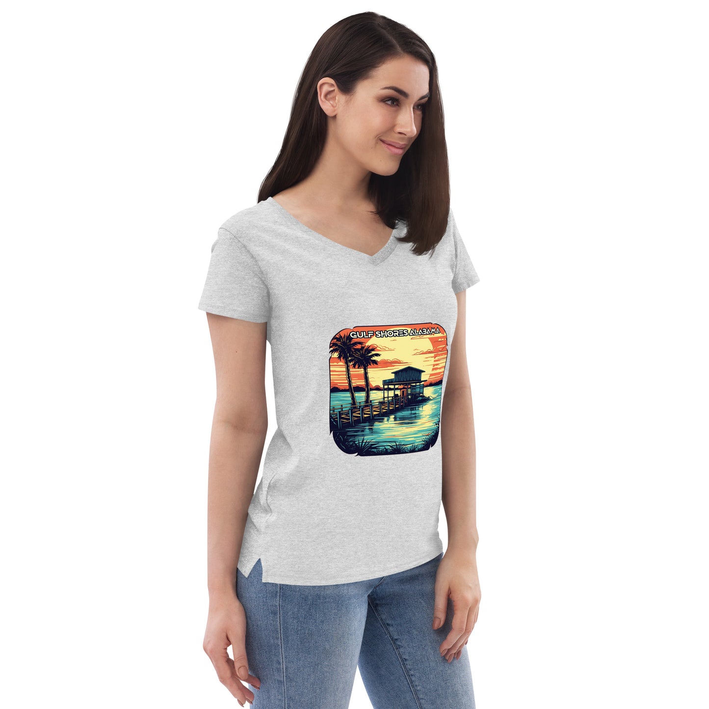 Gulf Shores Alabama Souvenir Women’s recycled v-neck t-shirt