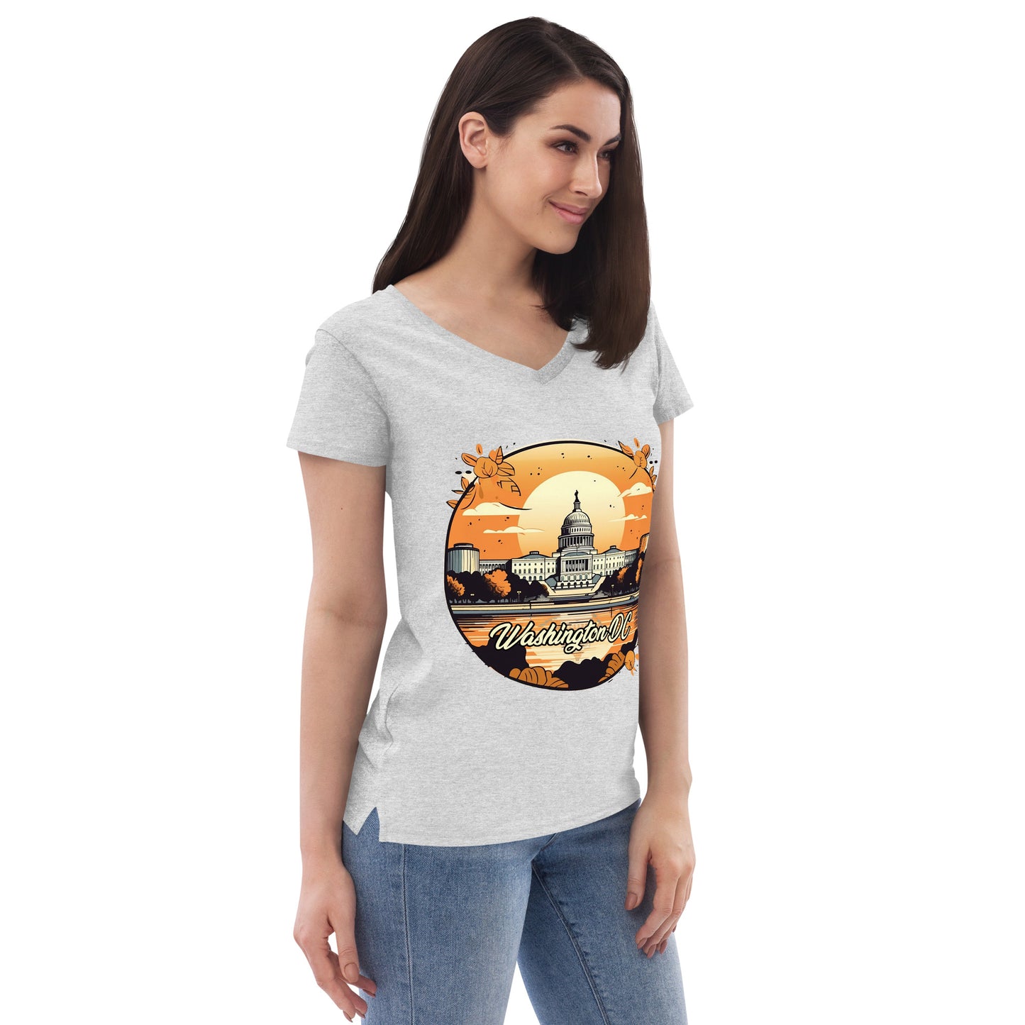 Washington DC Souvenir Women’s recycled v-neck t-shirt