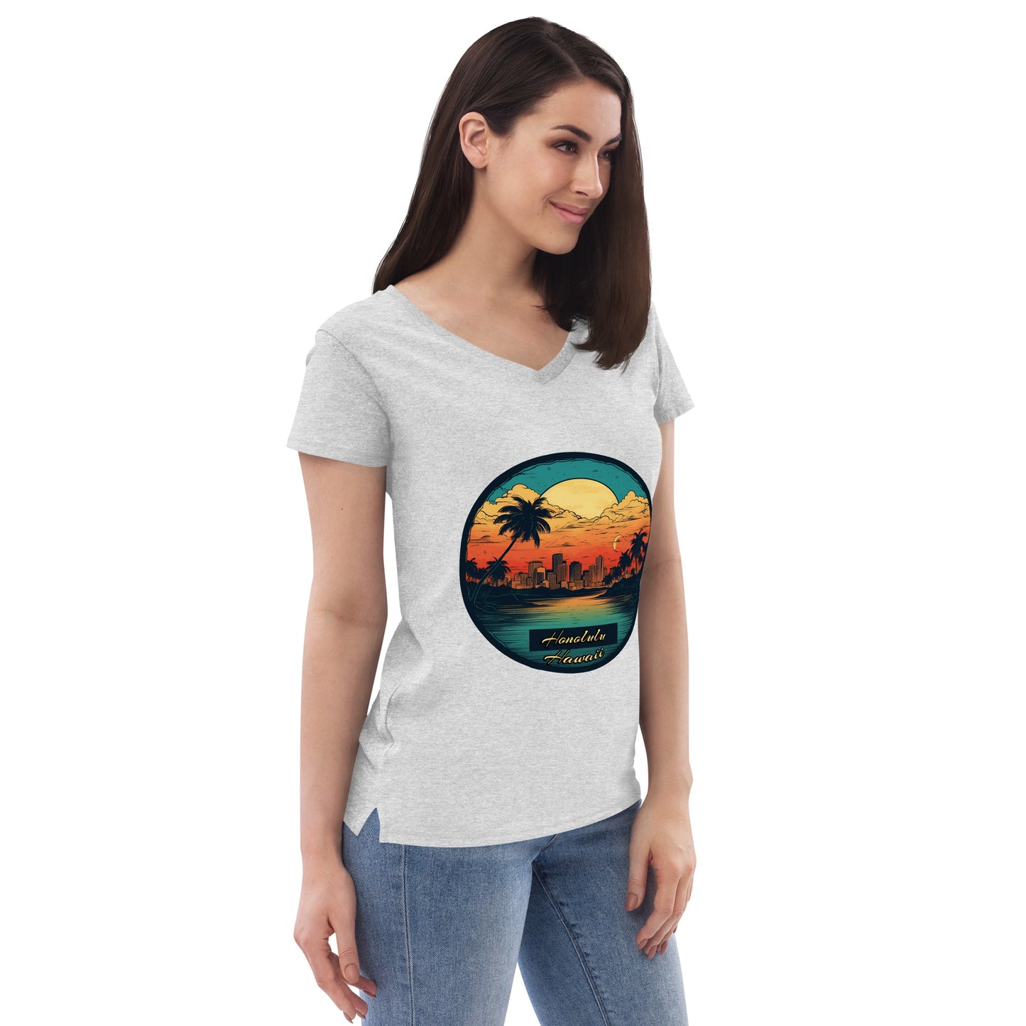 Honolulu Hawaii Souvenir Women’s recycled v-neck t-shirt