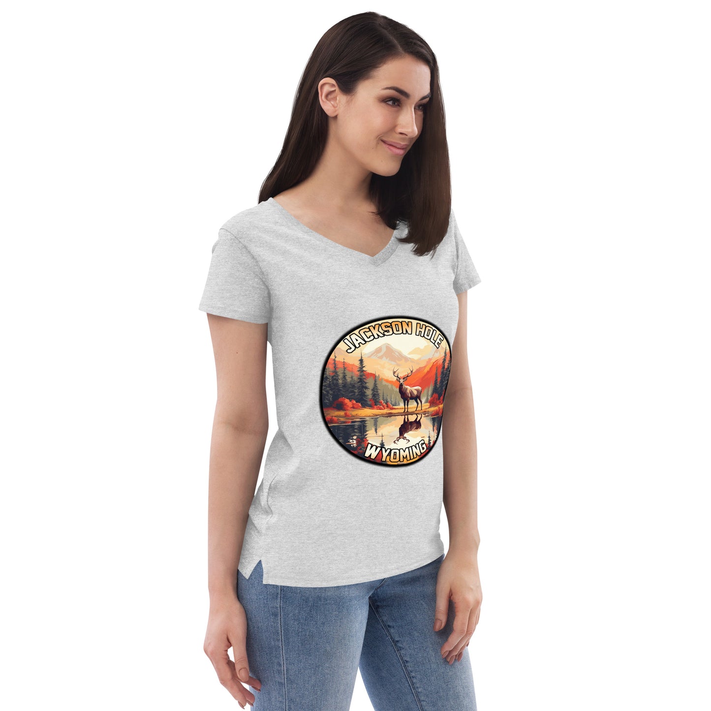 Jackson Hole Wyoming Souvenir Women’s recycled v-neck t-shirt