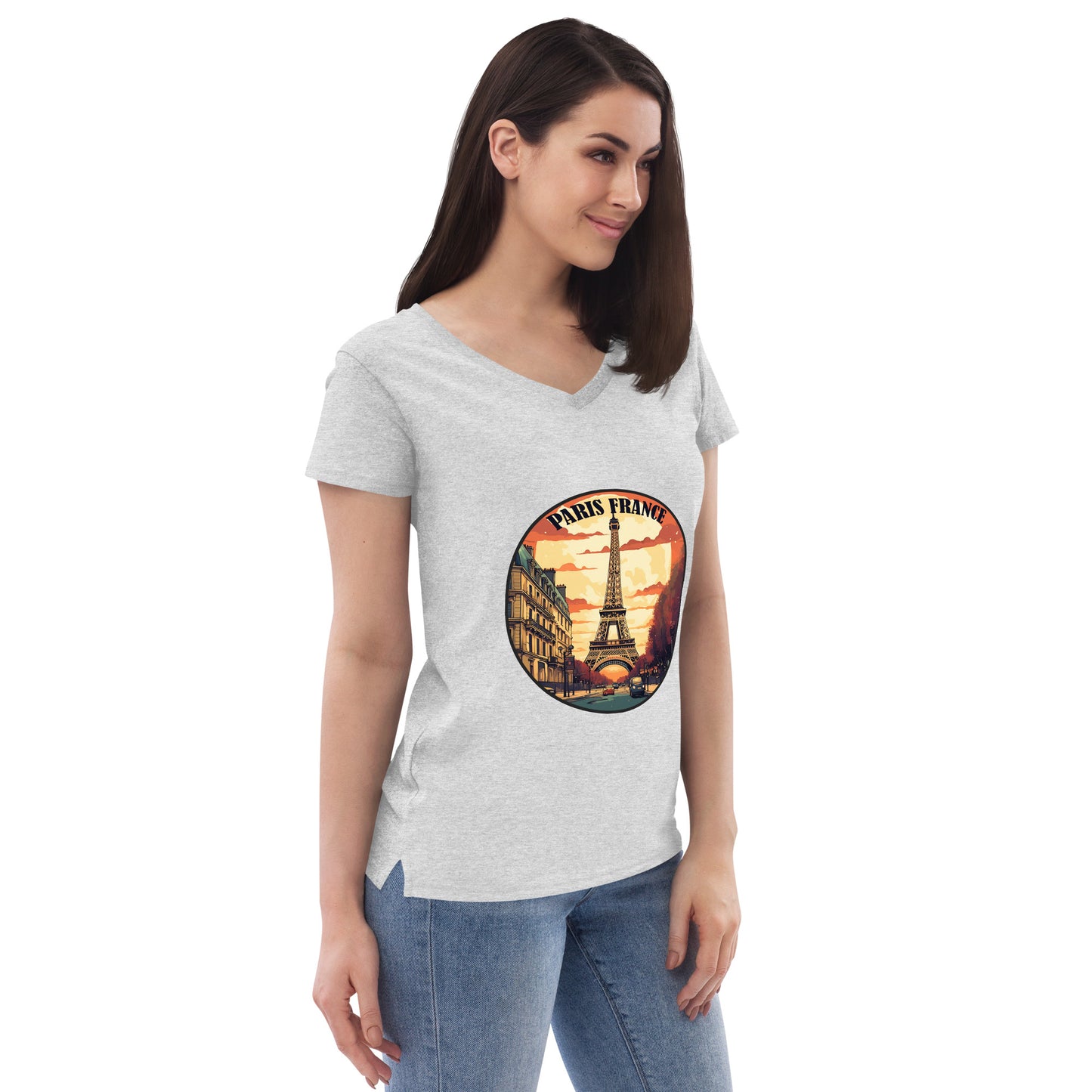 Paris France Souvenir Women’s recycled v-neck t-shirt