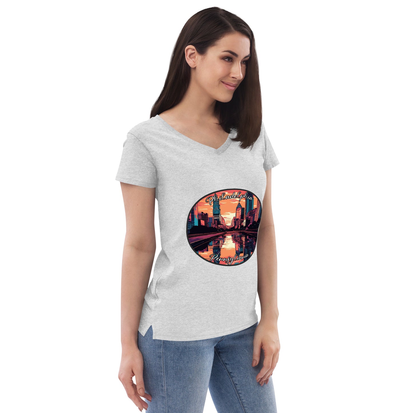 Philadelphia Pennsylvania Souvenir Women’s recycled v-neck t-shirt